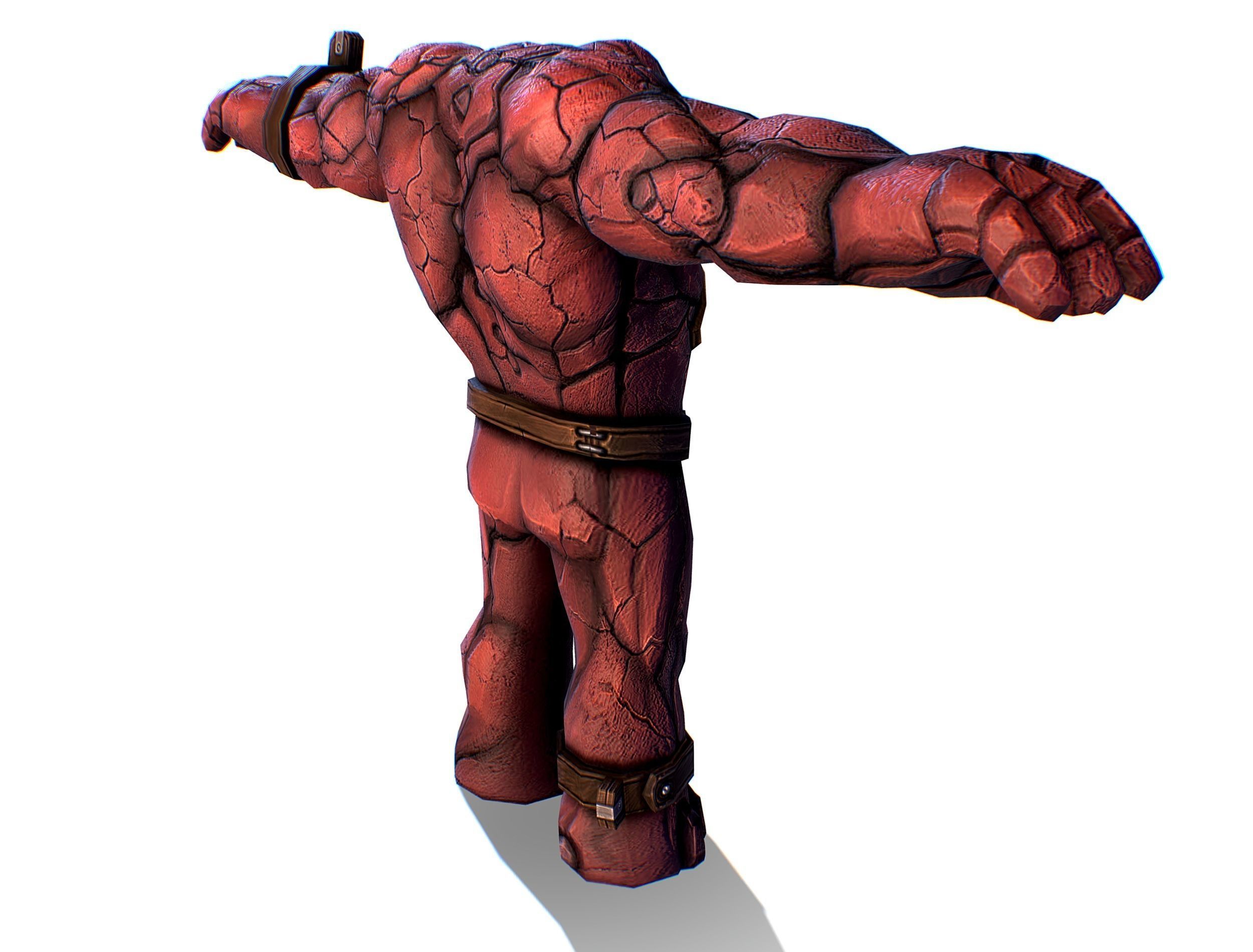 Big Red Stone Golem Monster Giant Mining Heroes Rock Low-poly 3D model_7