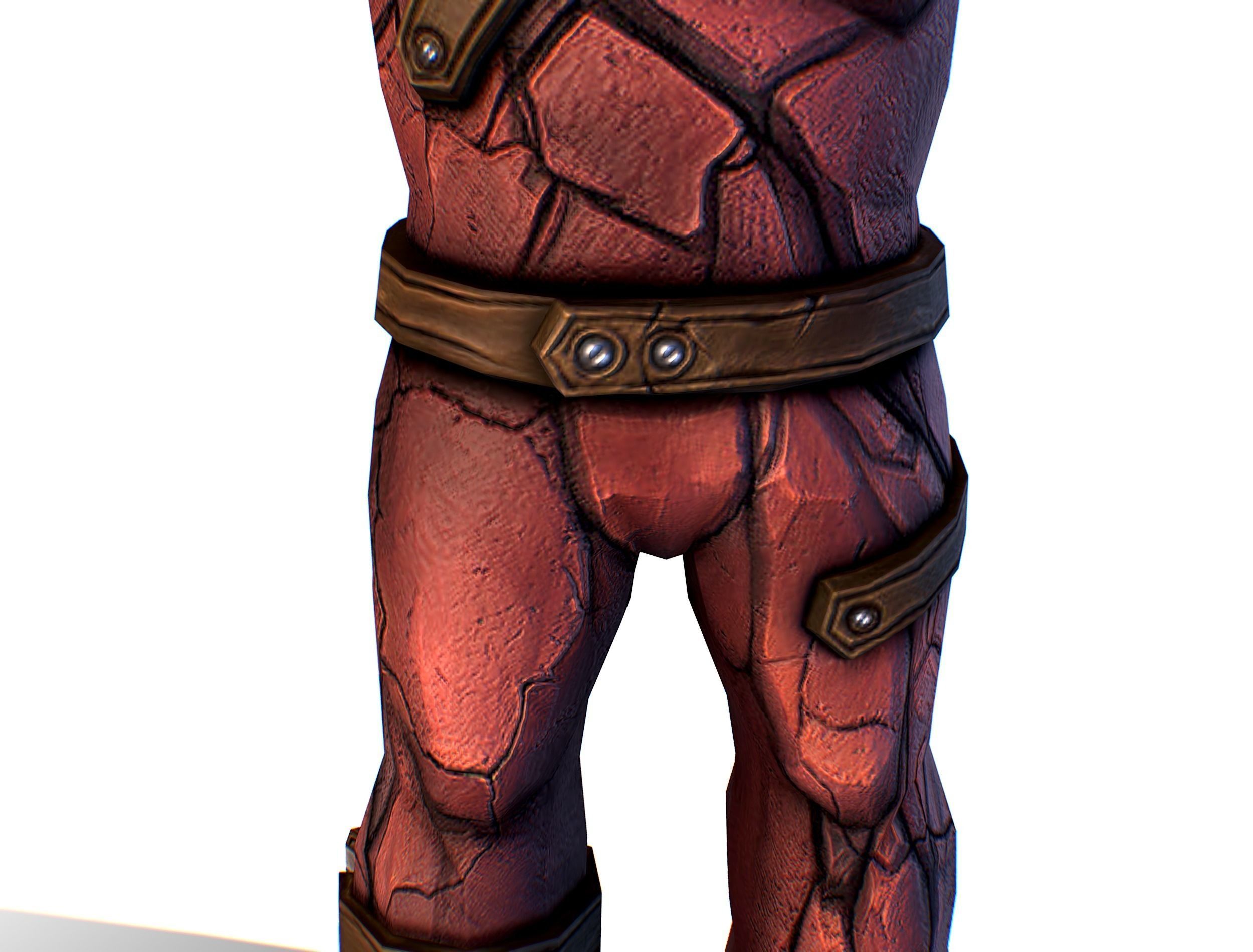 Big Red Stone Golem Monster Giant Mining Heroes Rock Low-poly 3D model_32