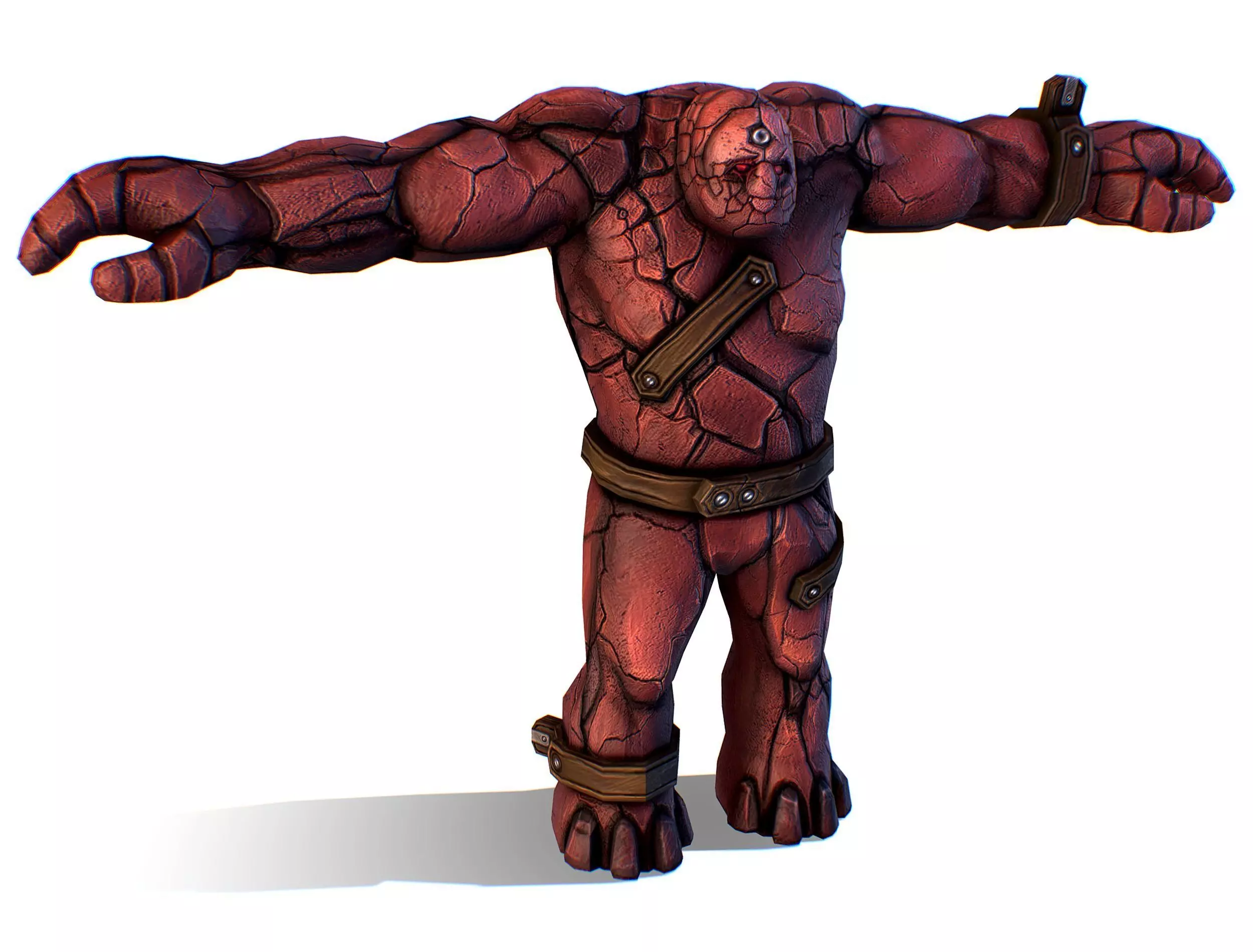 Big Red Stone Golem Monster Giant Mining Heroes Rock Low-poly 3D model_0