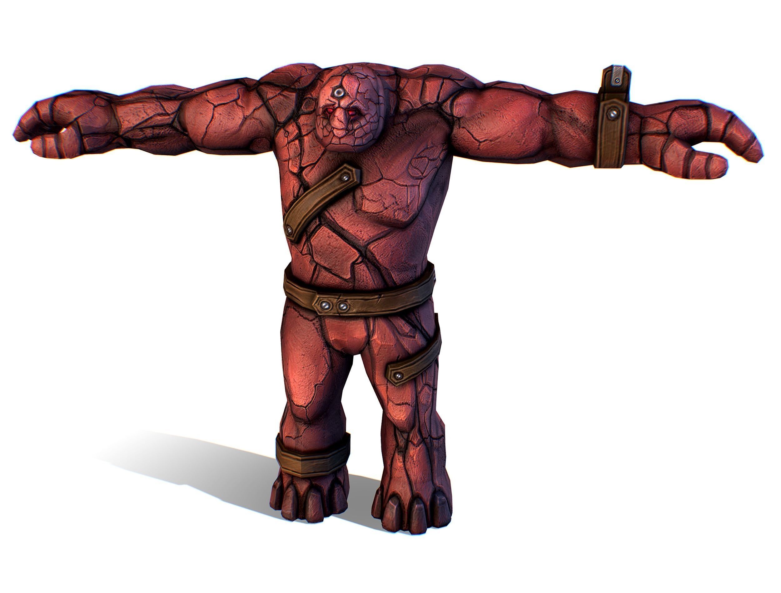 Big Red Stone Golem Monster Giant Mining Heroes Rock Low-poly 3D model_21