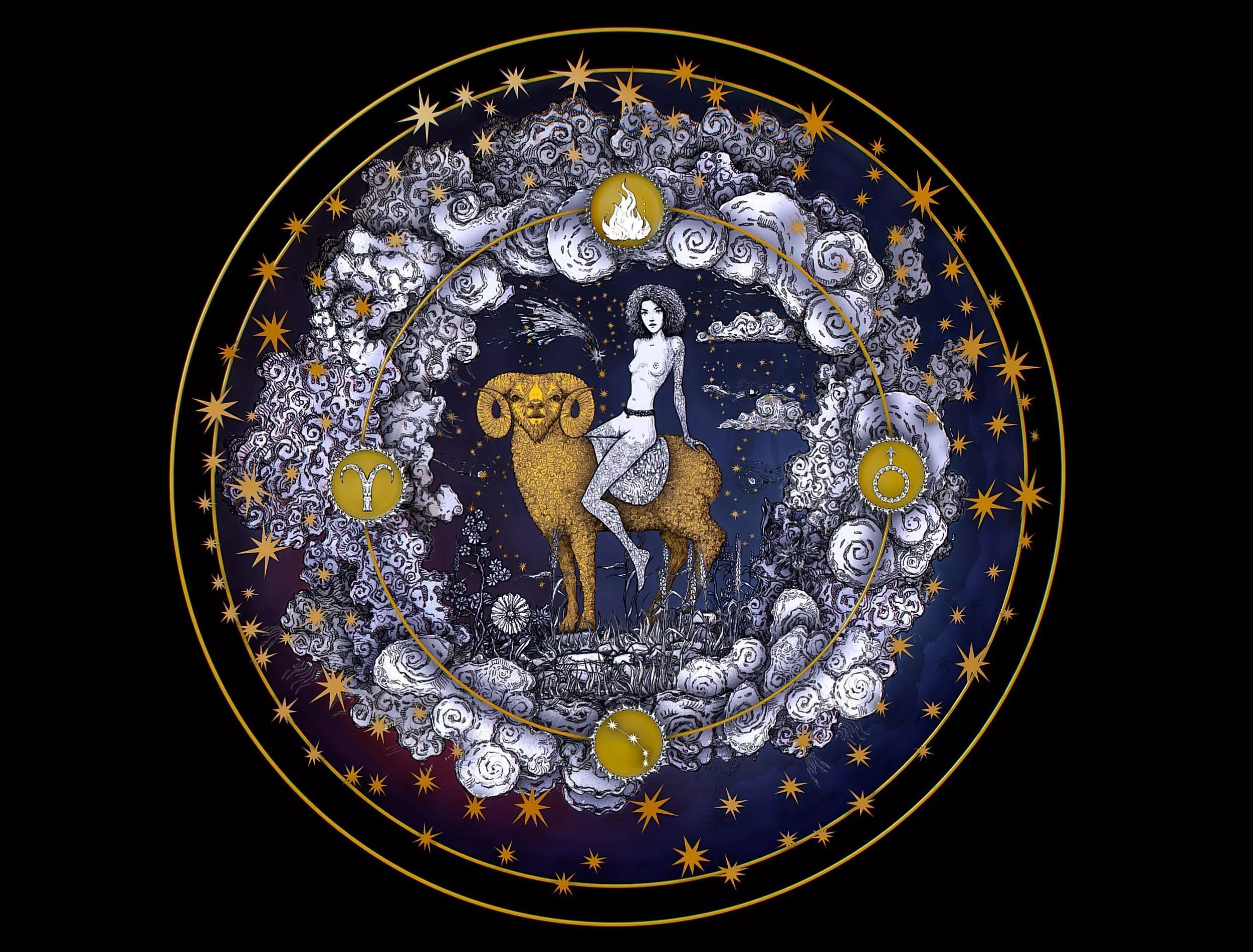 Cartoon Parallax Constellation Zodiac Sign Aries Astrology Low-poly 3D model_0