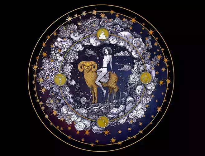 Cartoon Parallax Constellation Zodiac Sign Aries Astrology