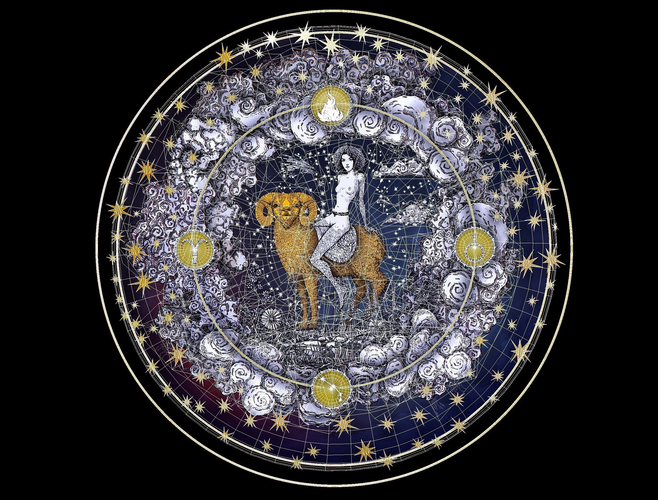 Cartoon Parallax Constellation Zodiac Sign Aries Astrology Low-poly 3D model_32