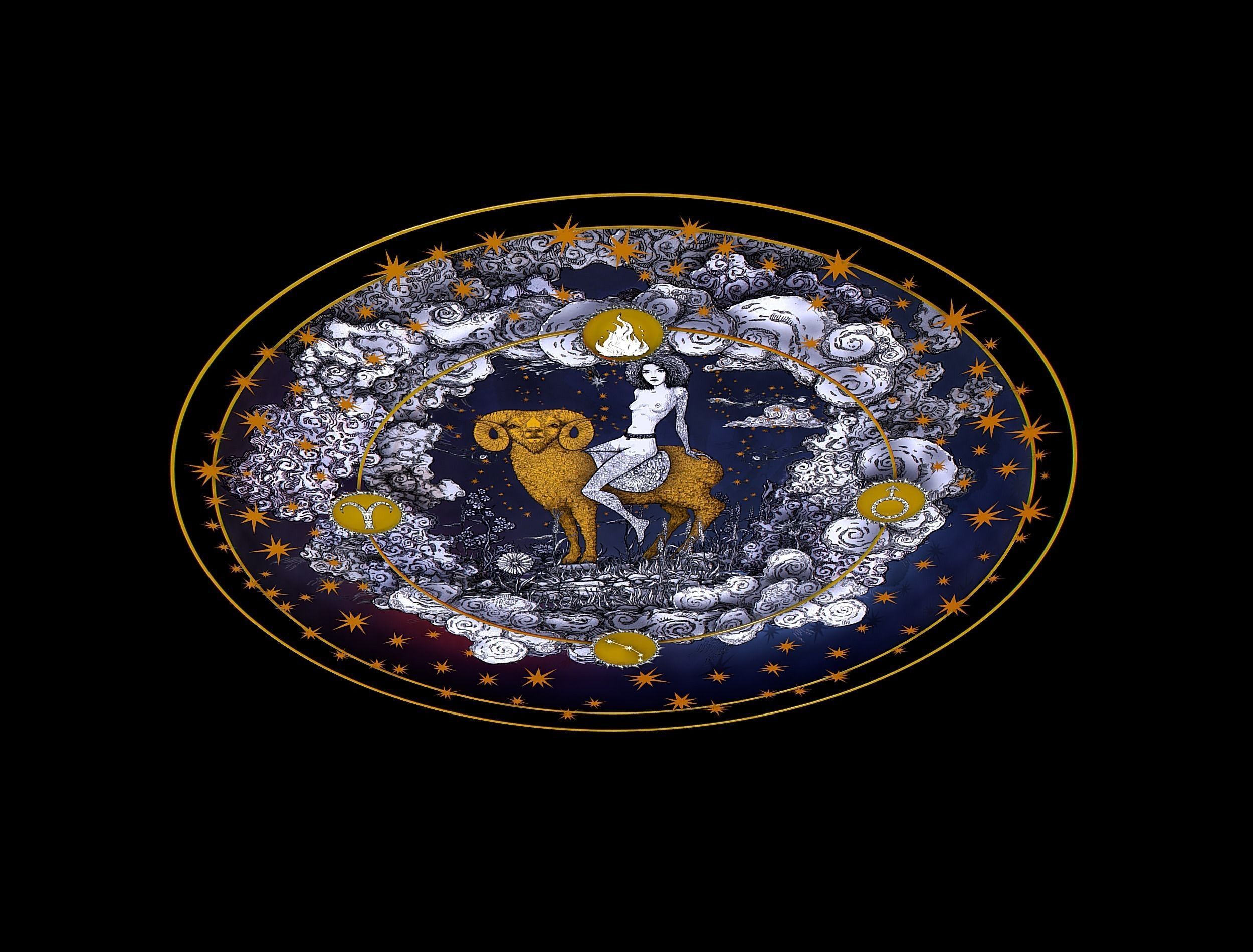 Cartoon Parallax Constellation Zodiac Sign Aries Astrology Low-poly 3D model_10