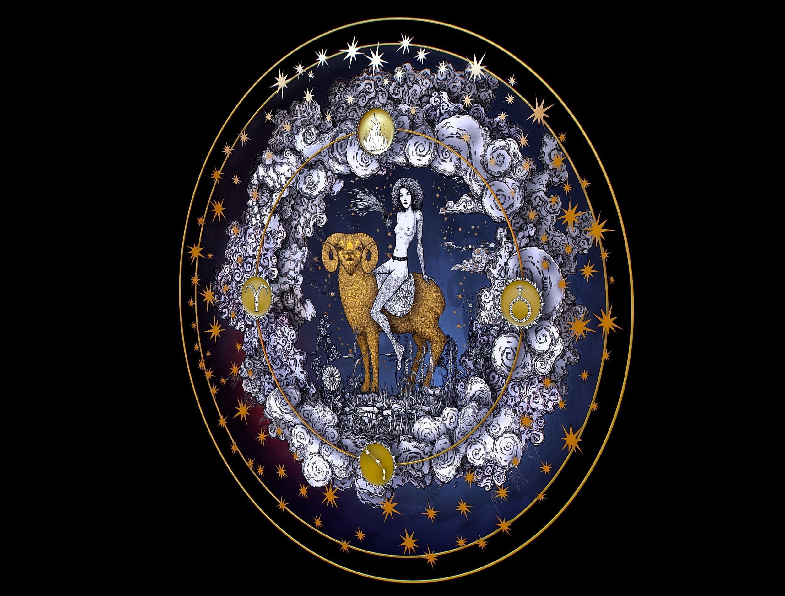 Cartoon Parallax Constellation Zodiac Sign Aries Astrology Low-poly 3D model_8