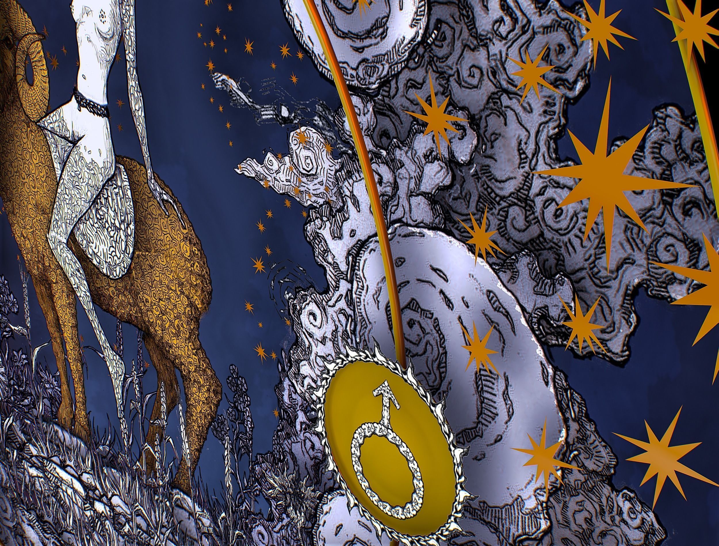 Cartoon Parallax Constellation Zodiac Sign Aries Astrology Low-poly 3D model_30