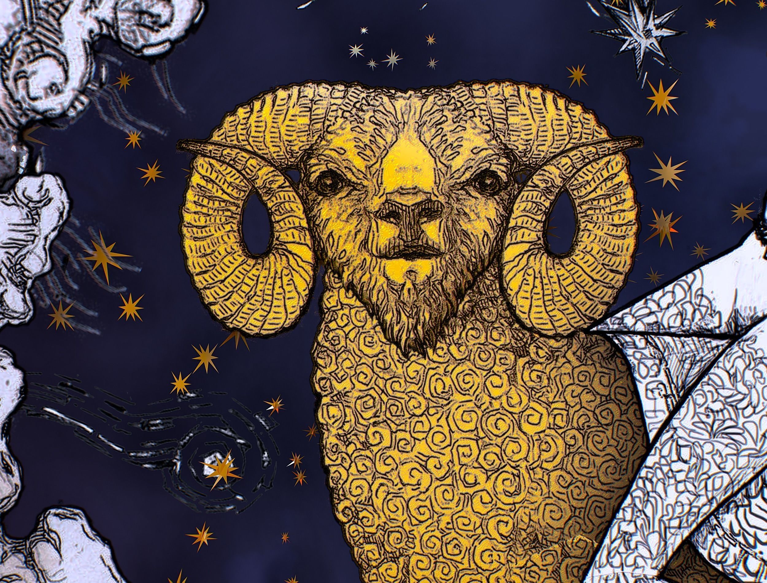 Cartoon Parallax Constellation Zodiac Sign Aries Astrology Low-poly 3D model_23