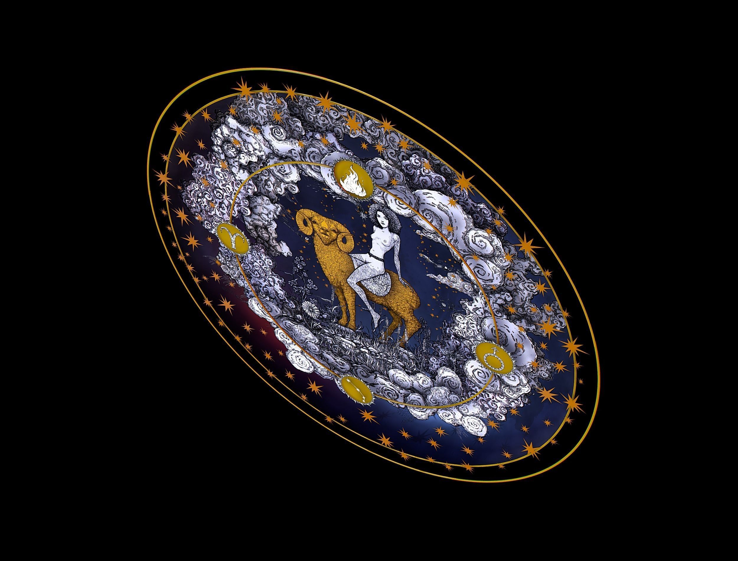 Cartoon Parallax Constellation Zodiac Sign Aries Astrology Low-poly 3D model_19