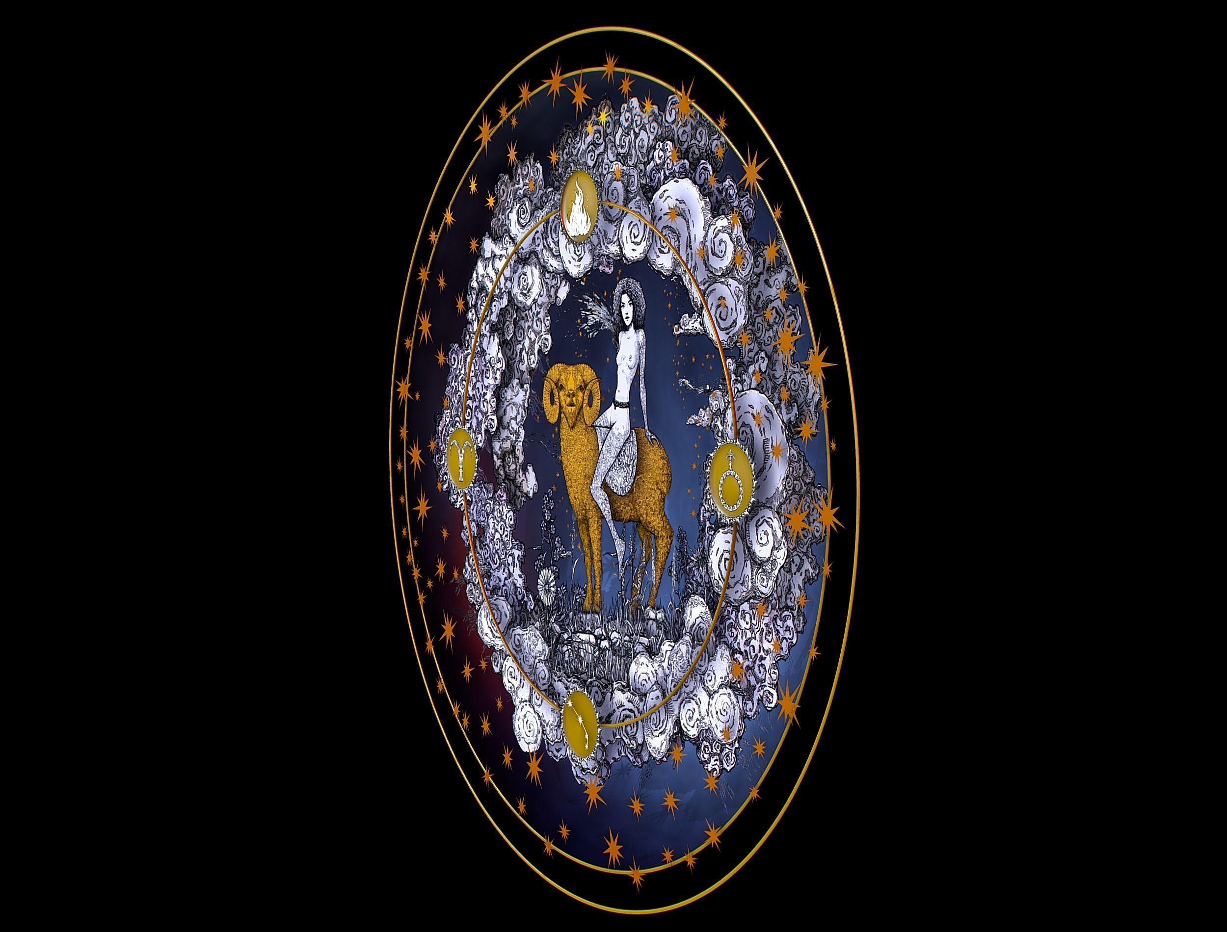 Cartoon Parallax Constellation Zodiac Sign Aries Astrology Low-poly 3D model_7