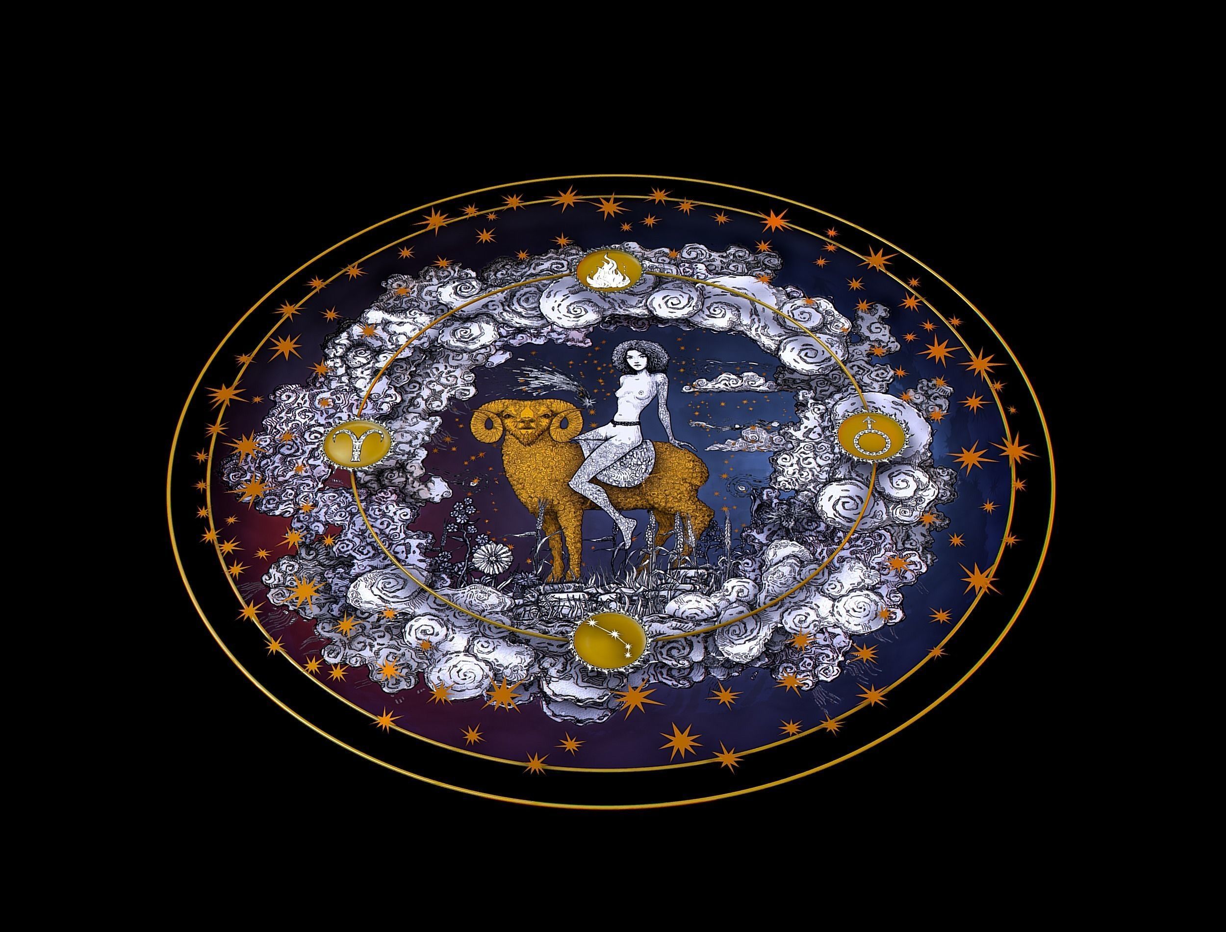 Cartoon Parallax Constellation Zodiac Sign Aries Astrology Low-poly 3D model_14