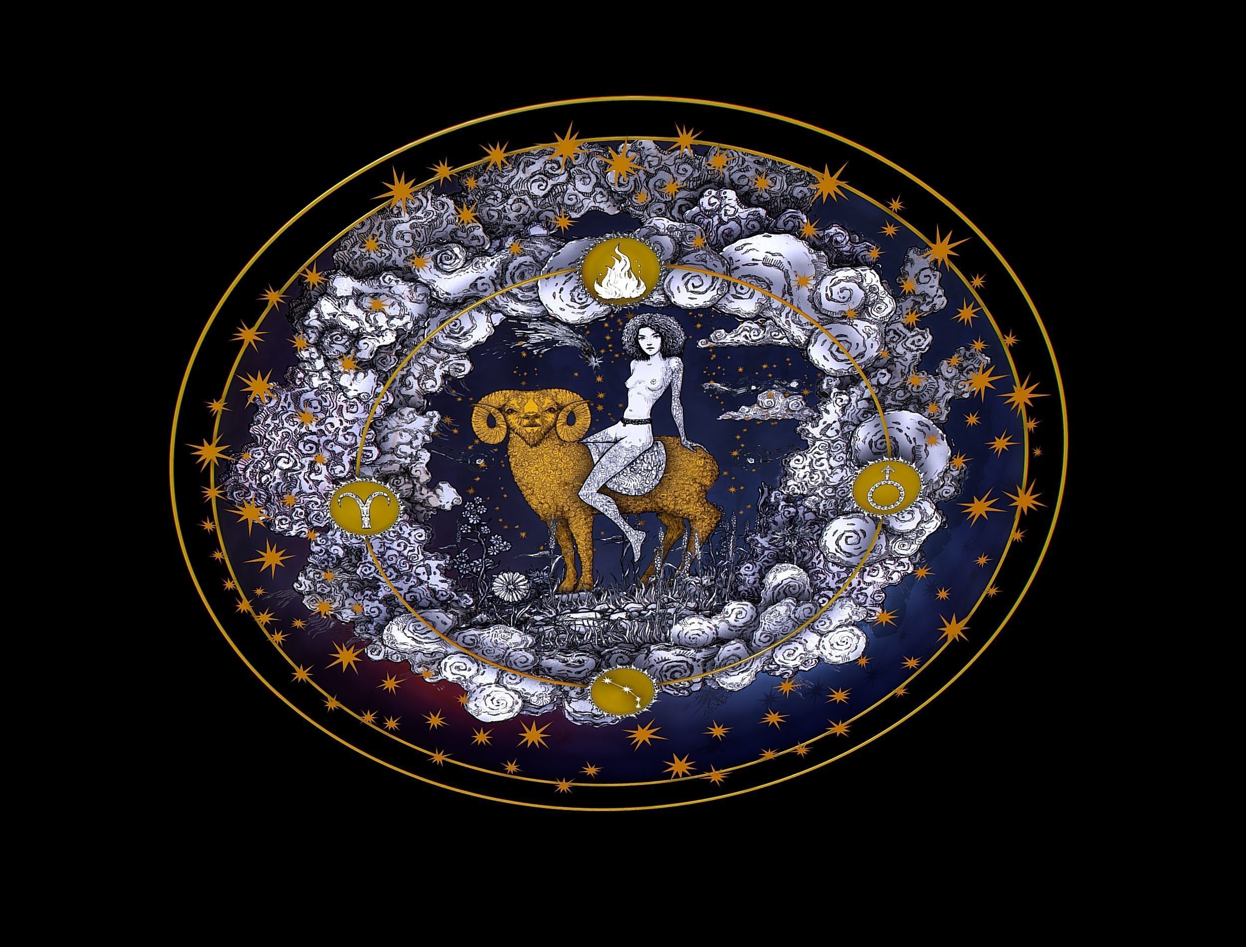 Cartoon Parallax Constellation Zodiac Sign Aries Astrology Low-poly 3D model_11