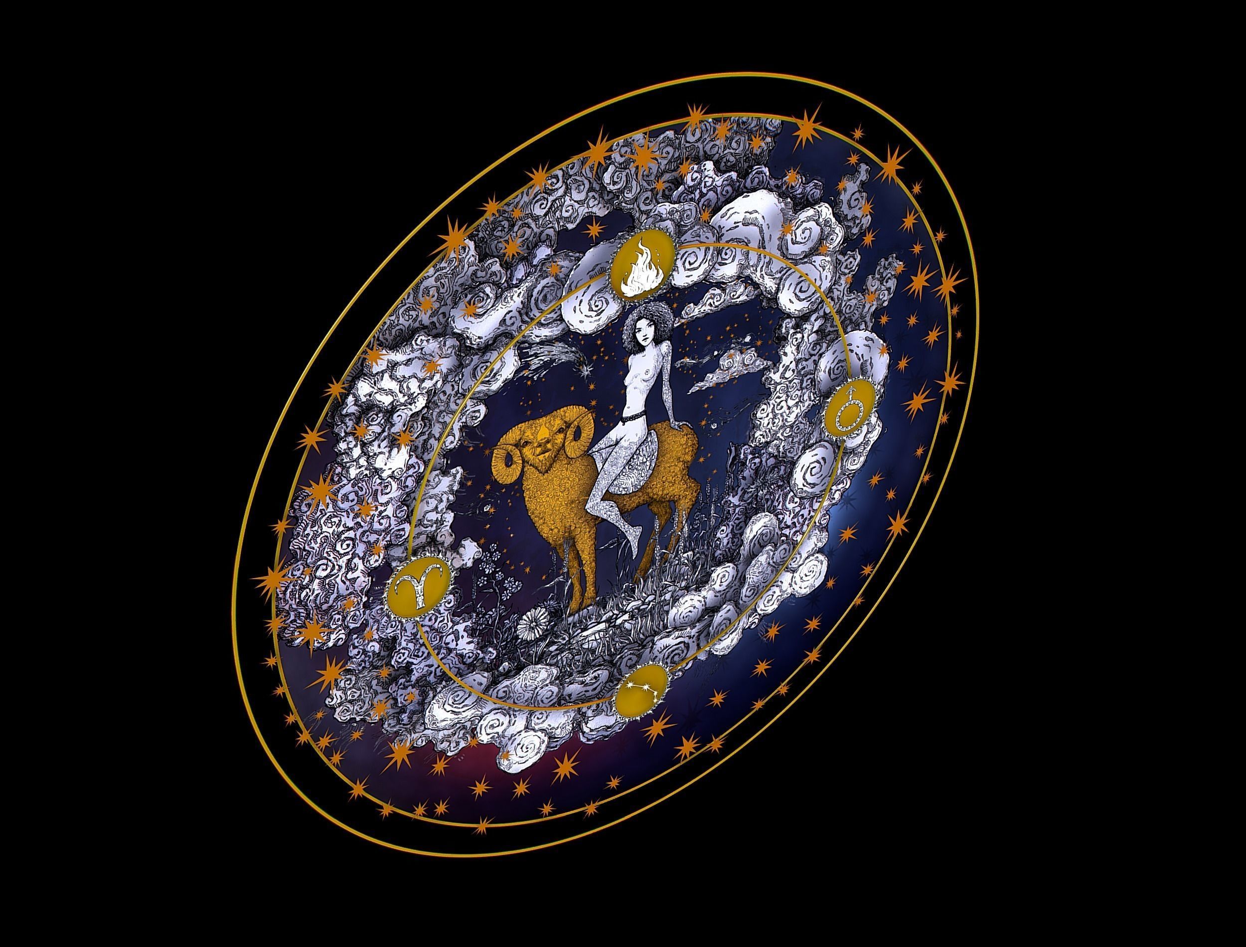 Cartoon Parallax Constellation Zodiac Sign Aries Astrology Low-poly 3D model_18