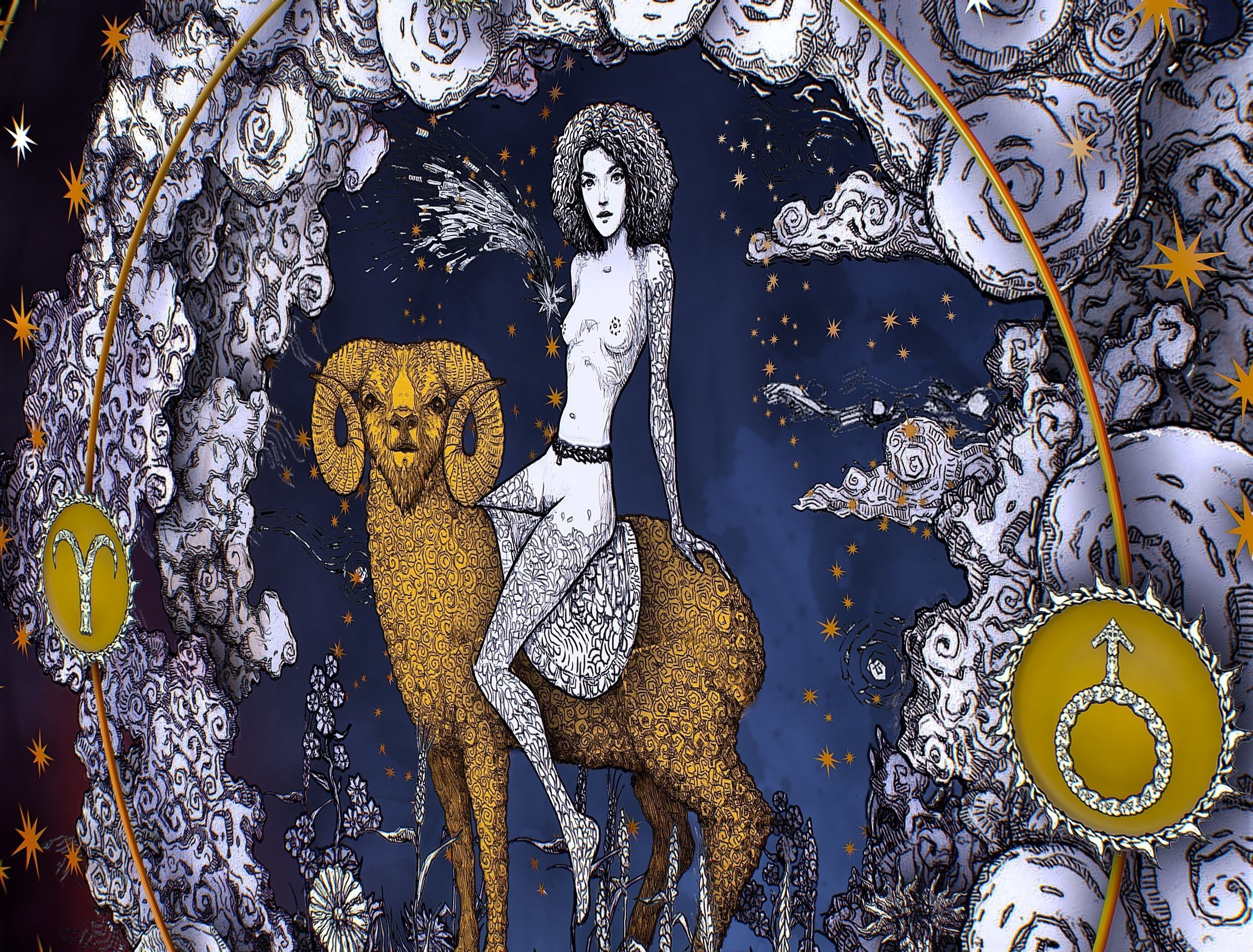 Cartoon Parallax Constellation Zodiac Sign Aries Astrology Low-poly 3D model_20