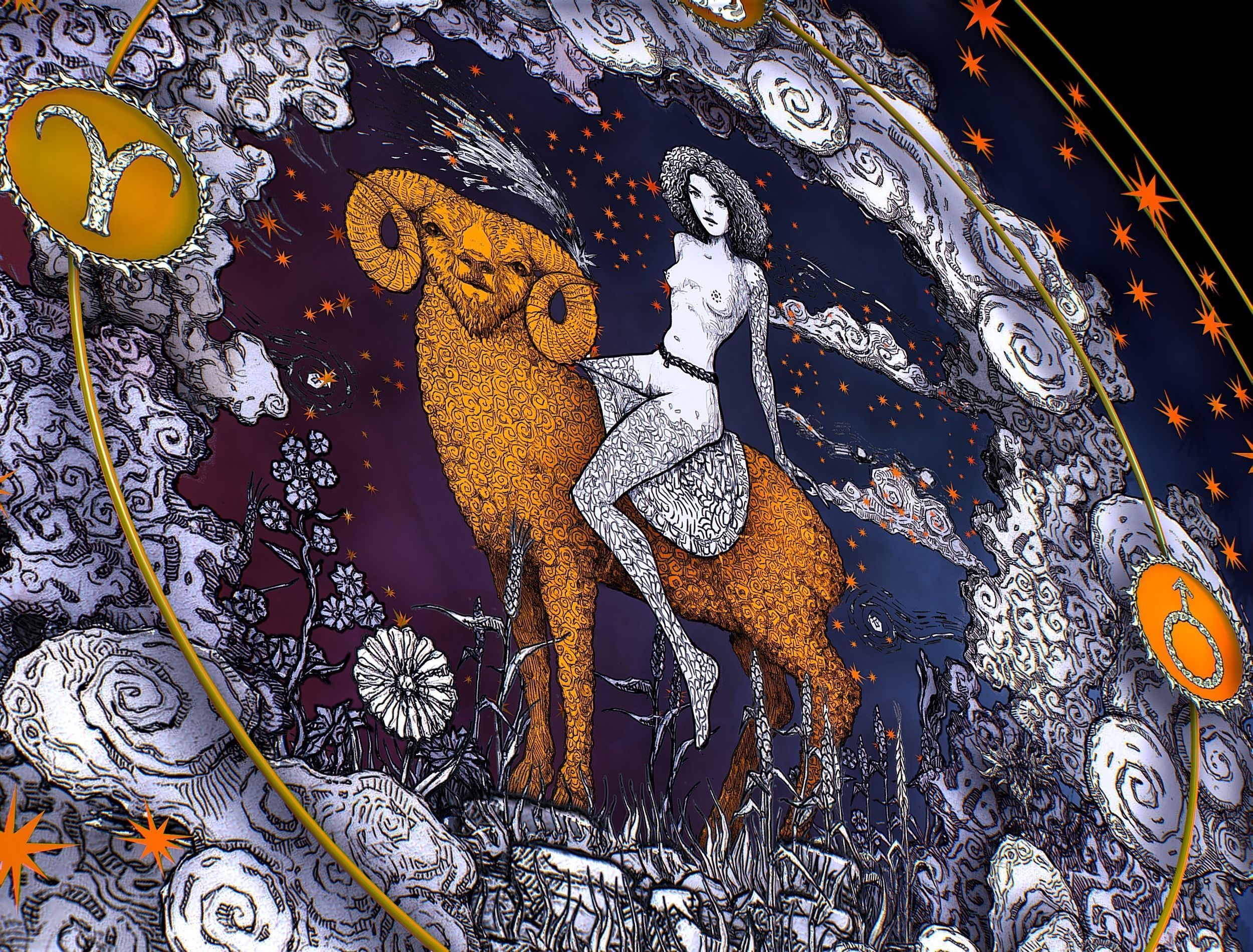 Cartoon Parallax Constellation Zodiac Sign Aries Astrology Low-poly 3D model_21