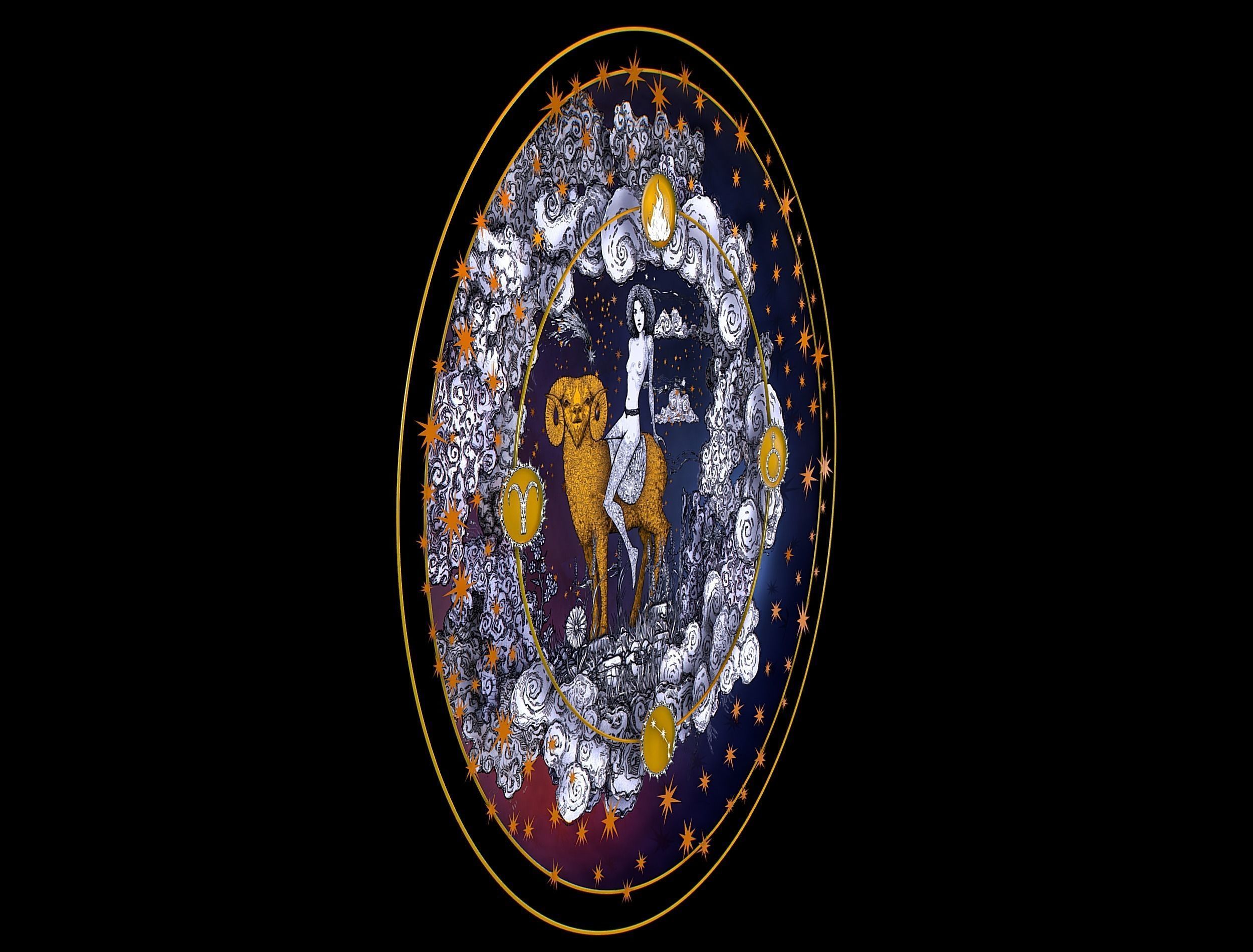 Cartoon Parallax Constellation Zodiac Sign Aries Astrology Low-poly 3D model_4