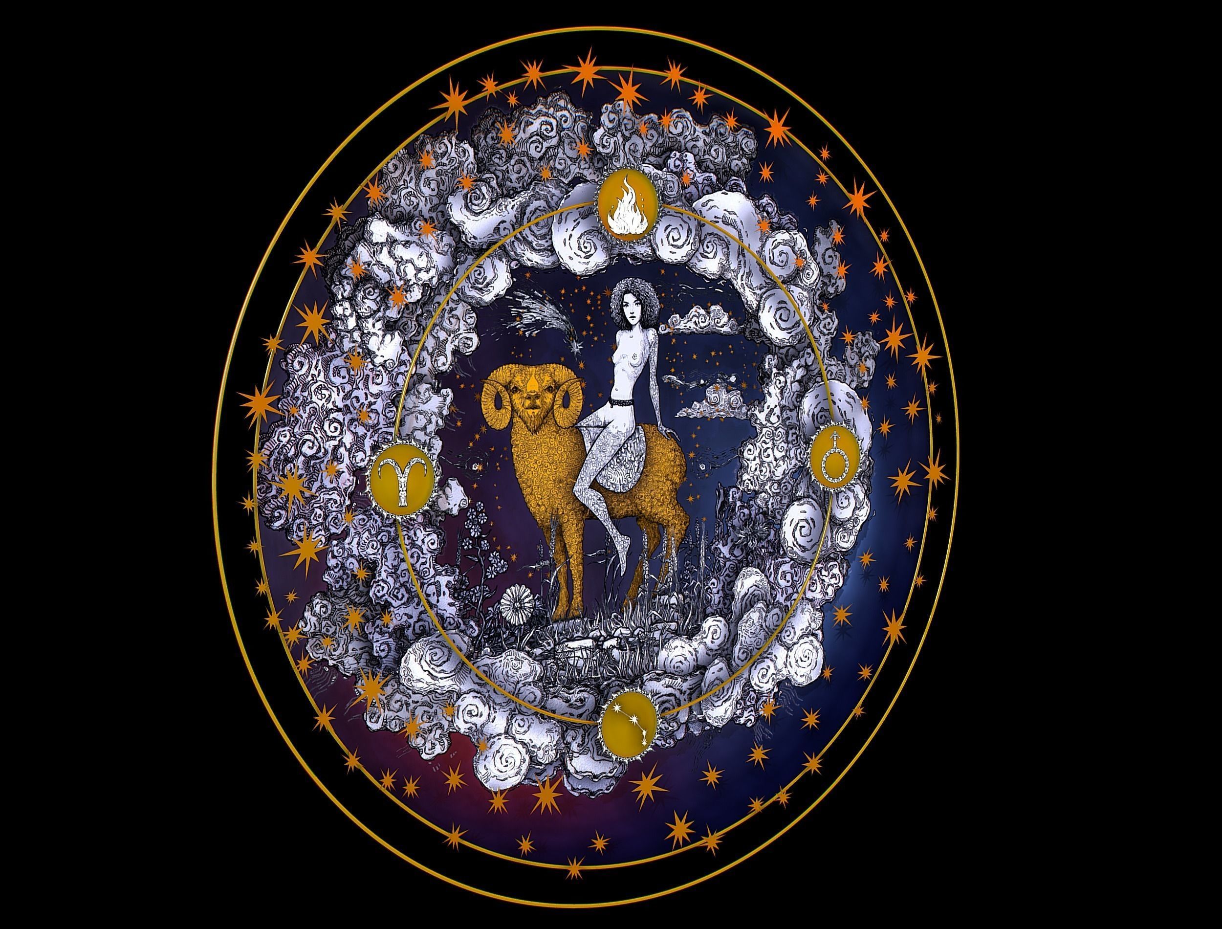 Cartoon Parallax Constellation Zodiac Sign Aries Astrology Low-poly 3D model_2