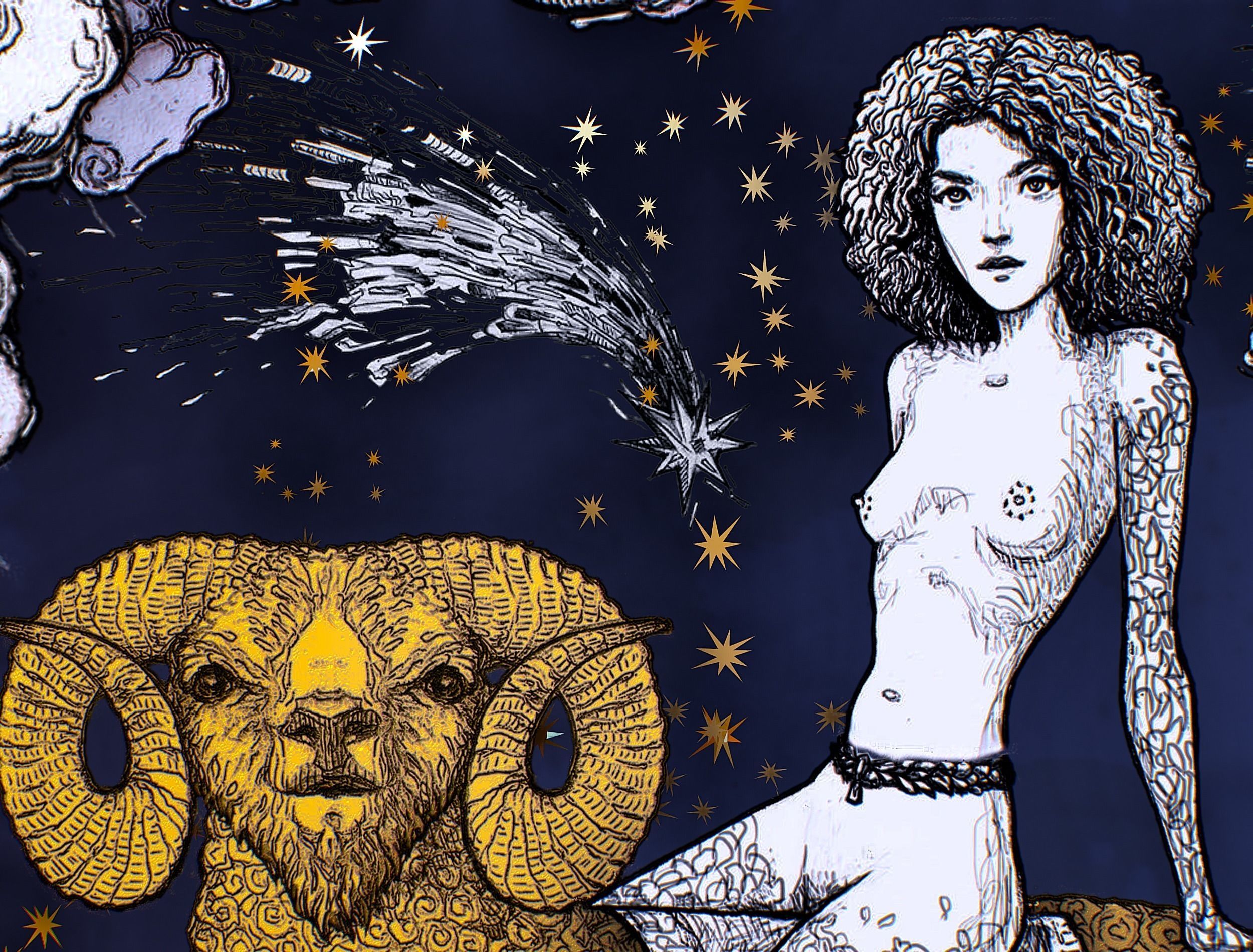 Cartoon Parallax Constellation Zodiac Sign Aries Astrology Low-poly 3D model_29