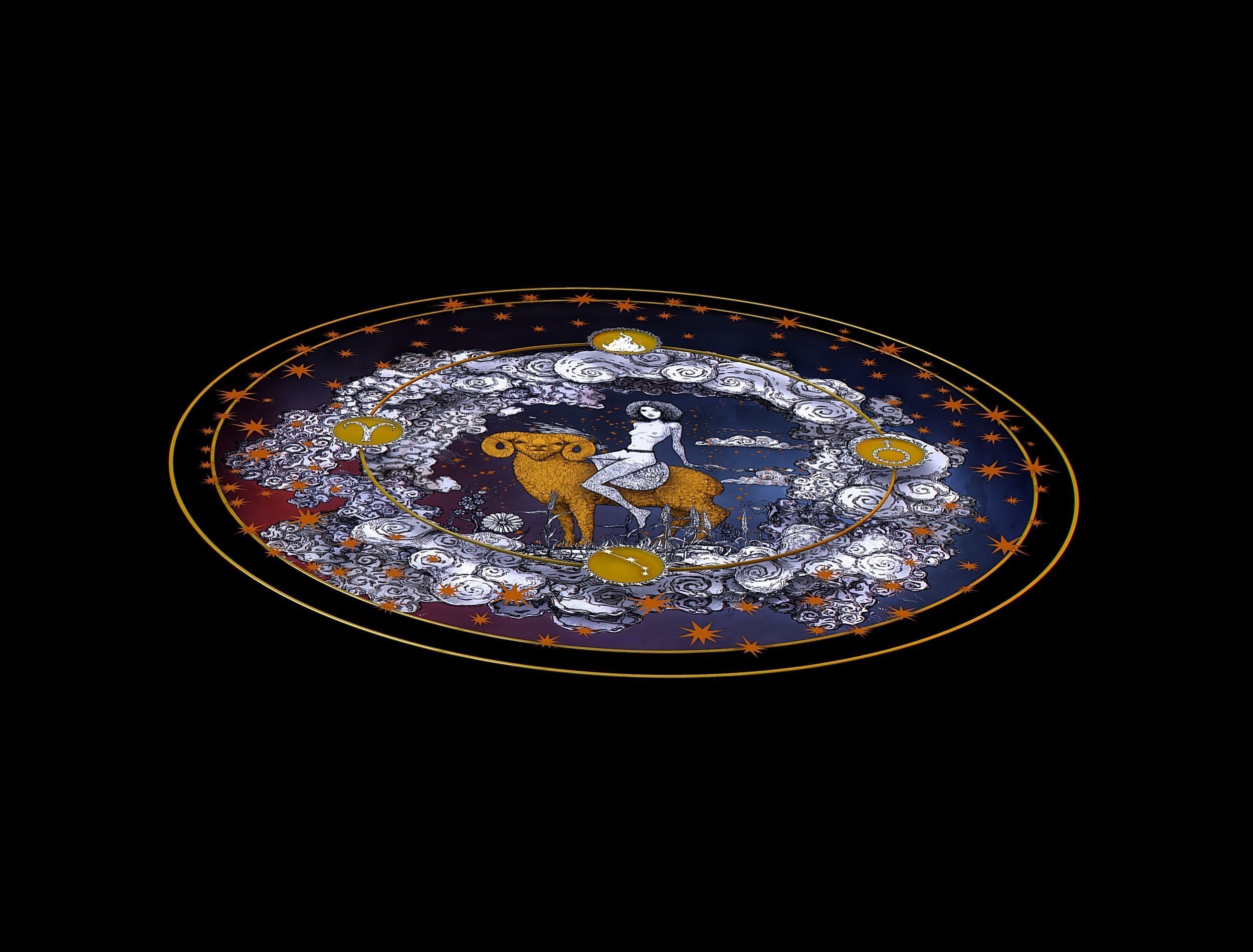 Cartoon Parallax Constellation Zodiac Sign Aries Astrology Low-poly 3D model_13