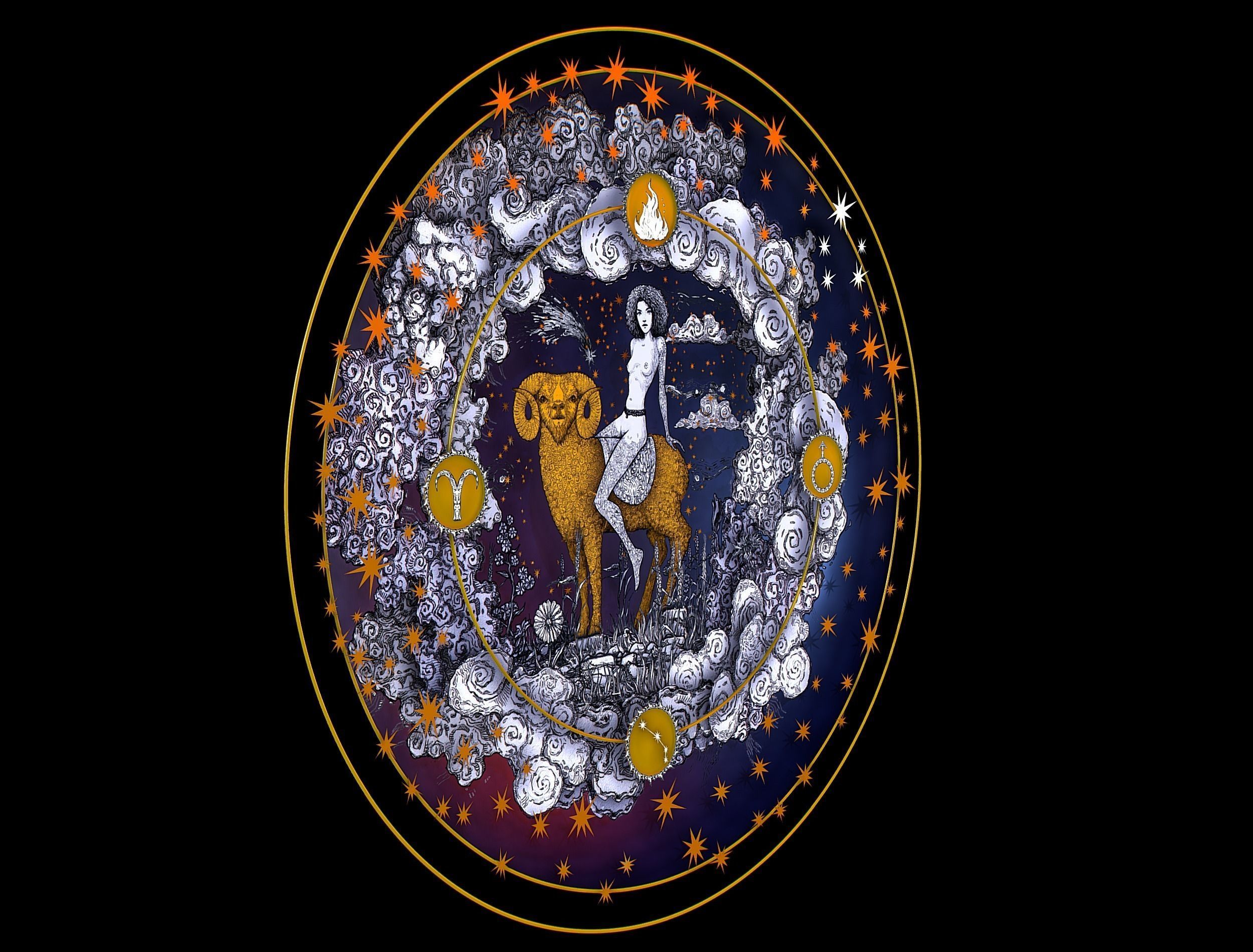 Cartoon Parallax Constellation Zodiac Sign Aries Astrology Low-poly 3D model_3