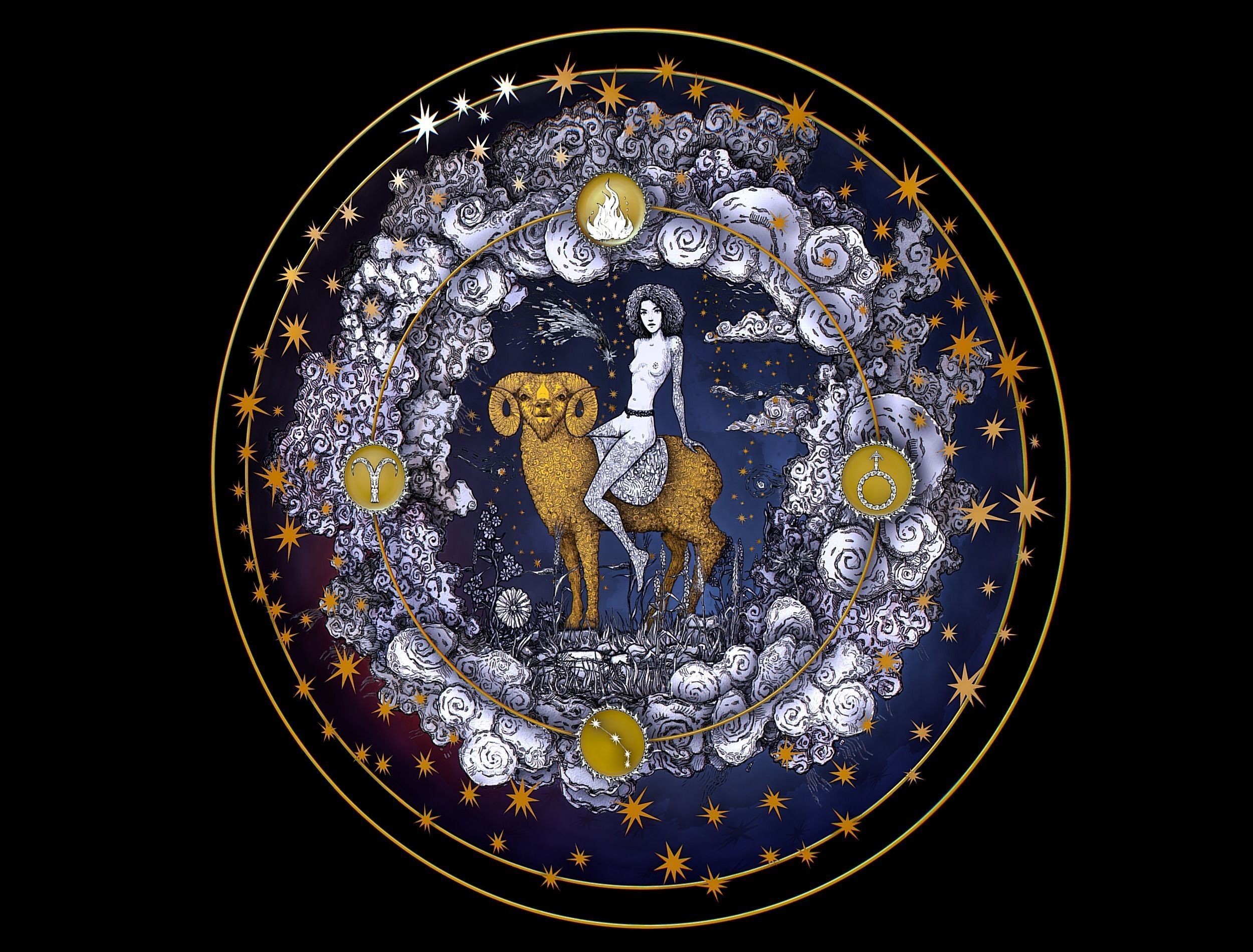 Cartoon Parallax Constellation Zodiac Sign Aries Astrology Low-poly 3D model_9