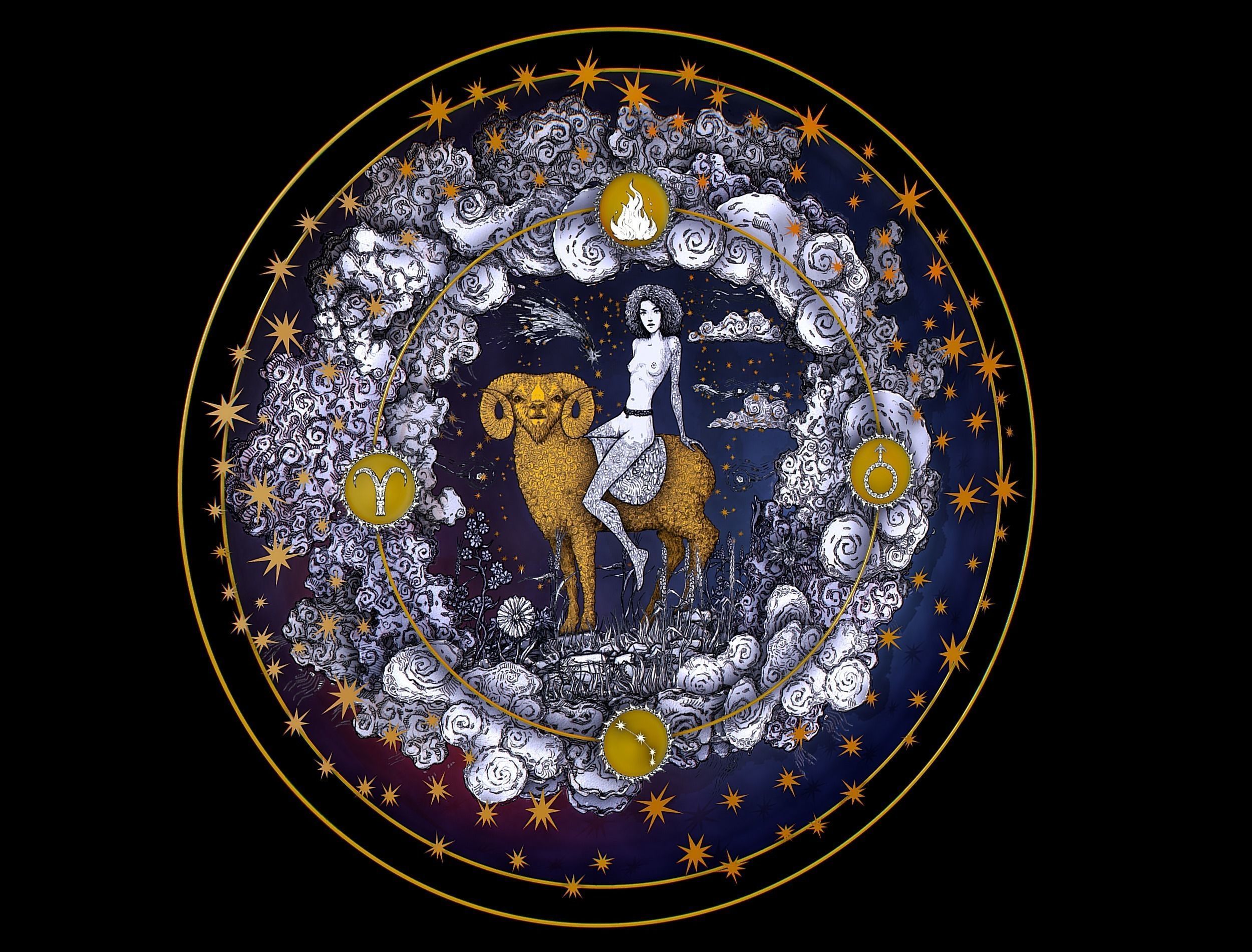 Cartoon Parallax Constellation Zodiac Sign Aries Astrology Low-poly 3D model_1