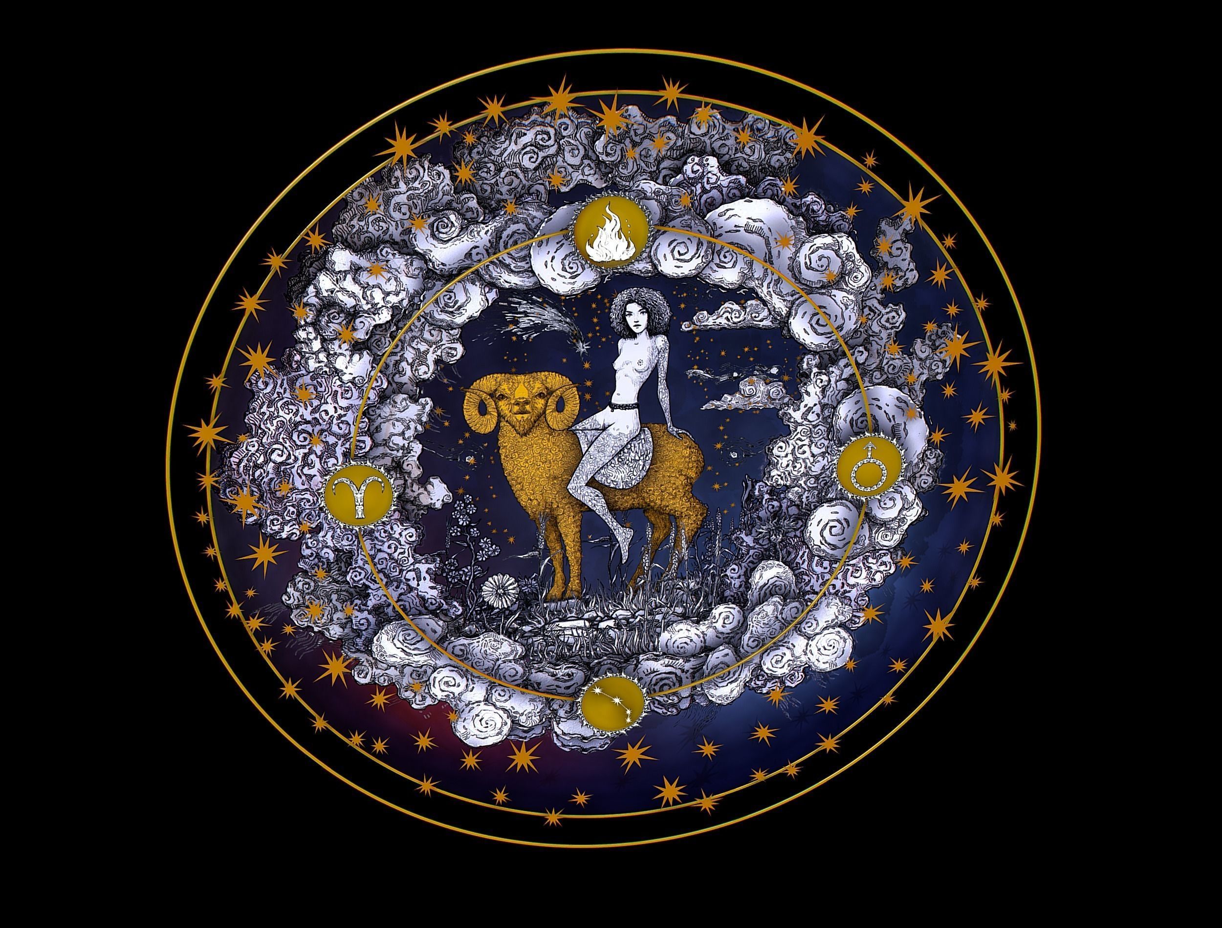 Cartoon Parallax Constellation Zodiac Sign Aries Astrology Low-poly 3D model_12