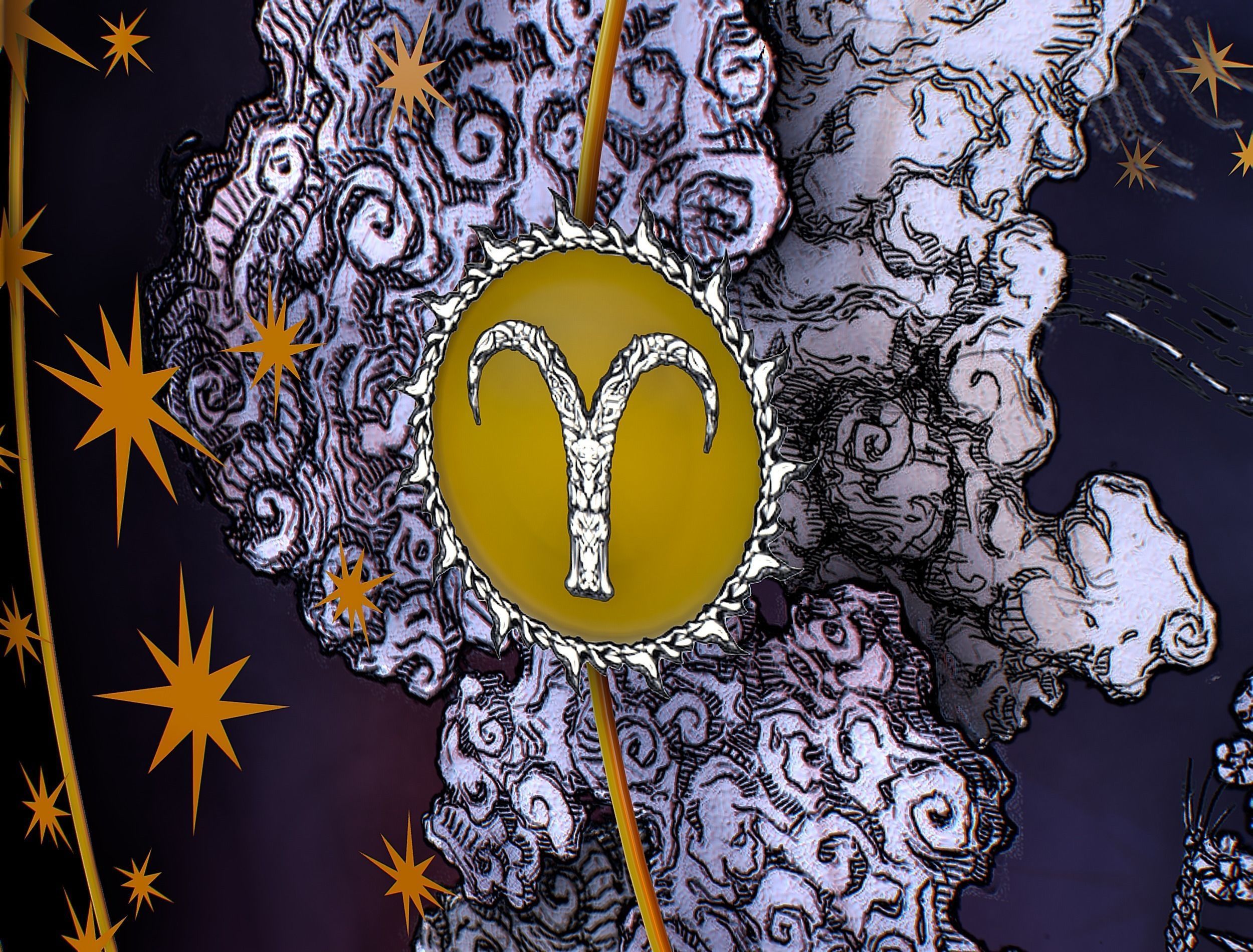 Cartoon Parallax Constellation Zodiac Sign Aries Astrology Low-poly 3D model_31