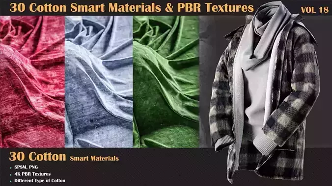 30 Cotton Smart Materials and PBR Textures - Vol 18  