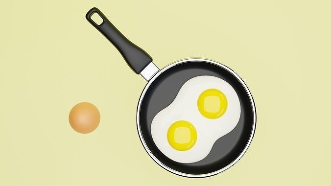 Emoji Egg and Frying Egg 001 3D model 6