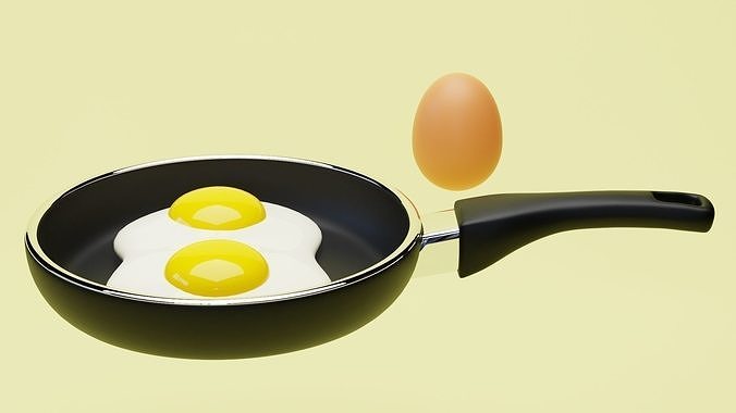 Emoji Egg and Frying Egg 001 3D model 2