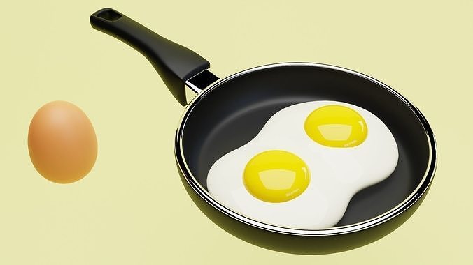 Emoji Egg and Frying Egg 001 3D model 5