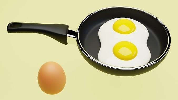 Emoji Egg and Frying Egg 001 3D model 4