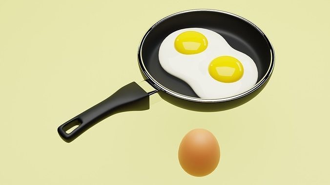 Emoji Egg and Frying Egg 001 3D model 3