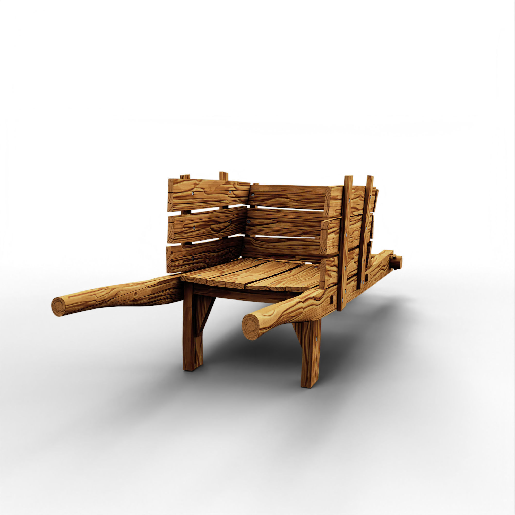 Wheelbarrow from Wood Low-poly 3D model_6