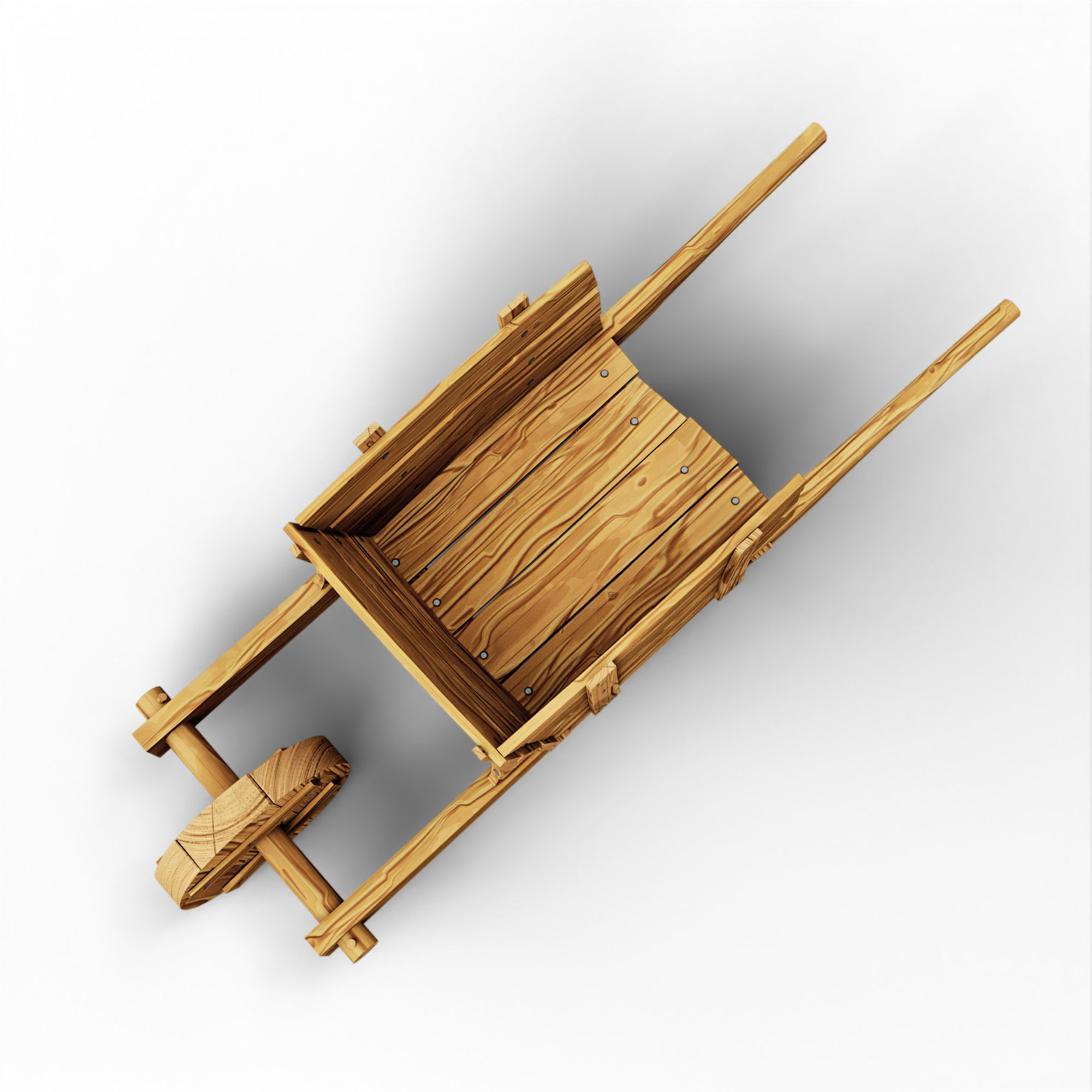 Wheelbarrow from Wood Low-poly 3D model_12