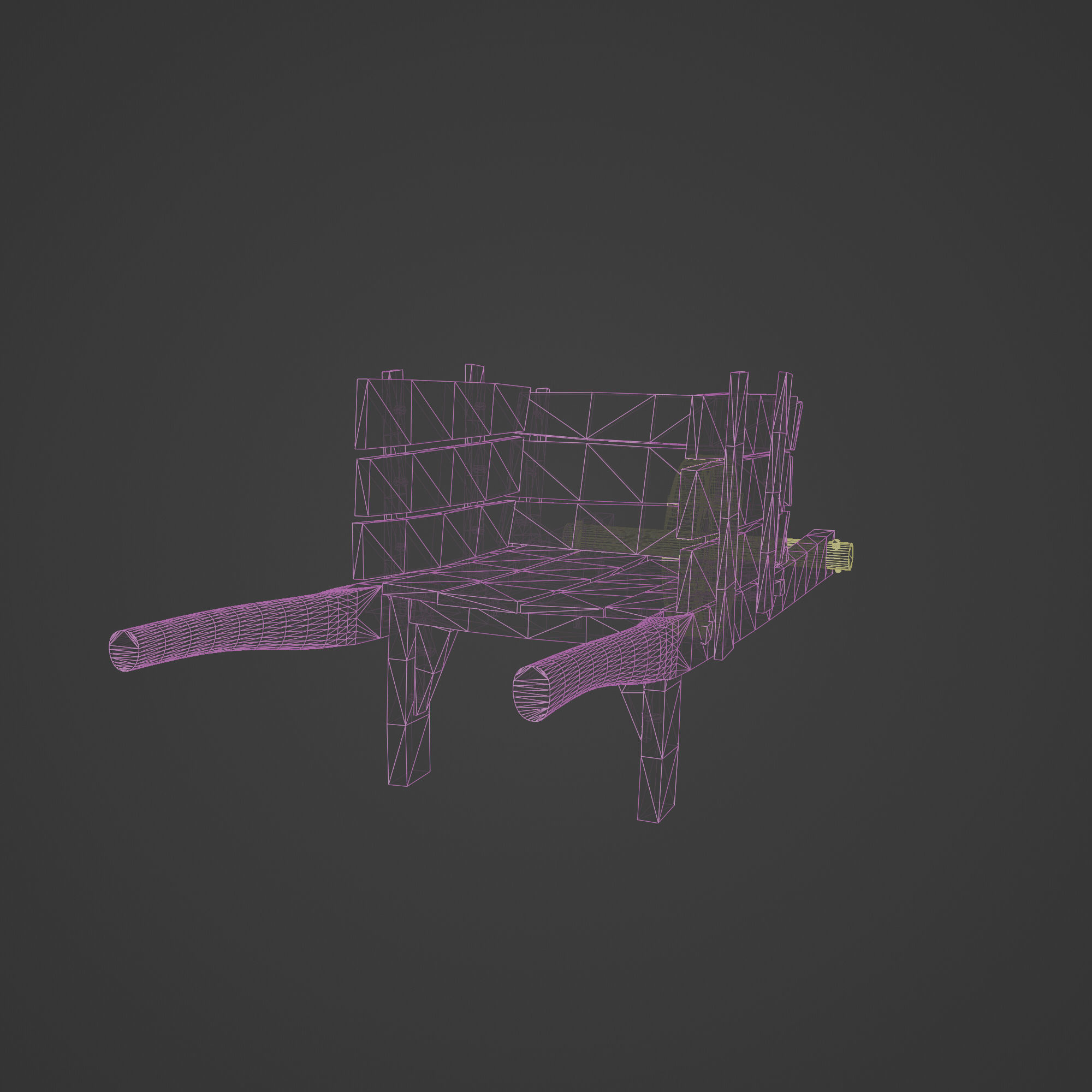Wheelbarrow from Wood Low-poly 3D model_7