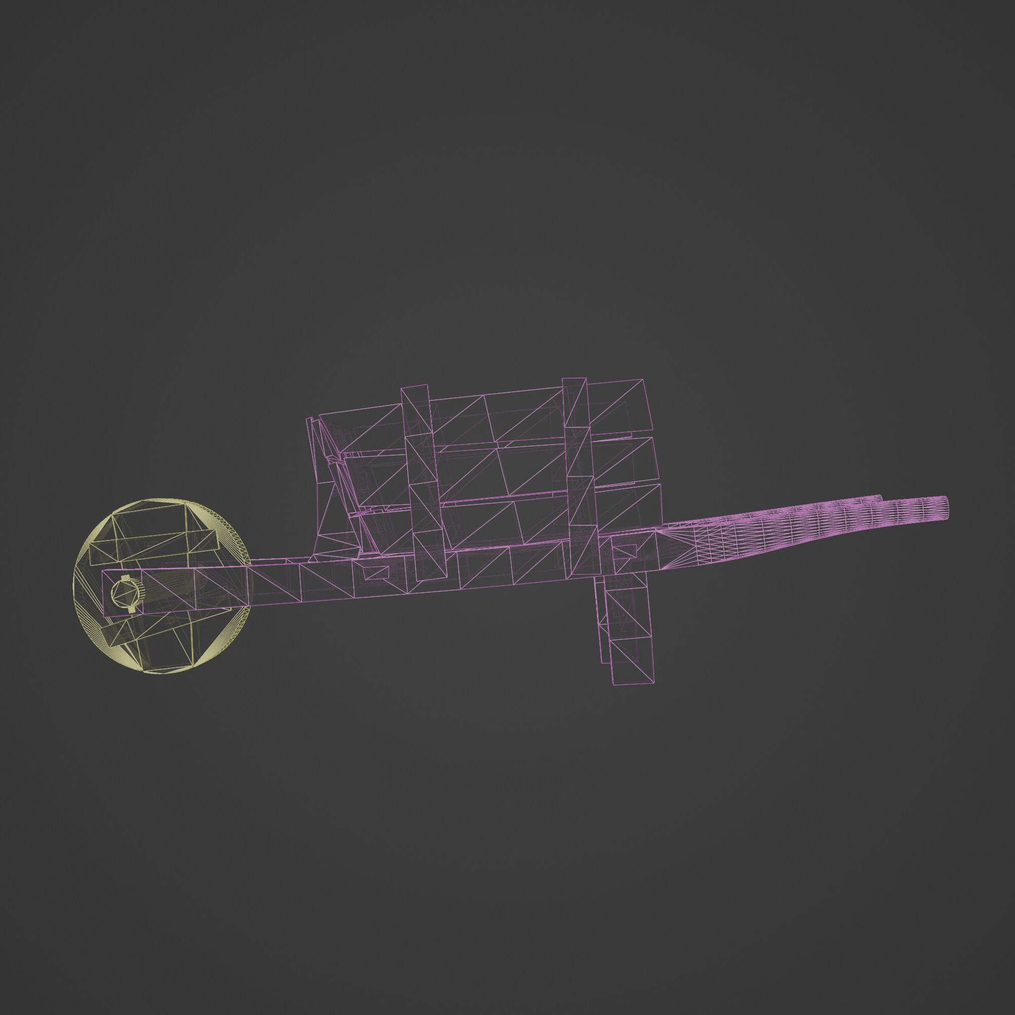 Wheelbarrow from Wood Low-poly 3D model_5