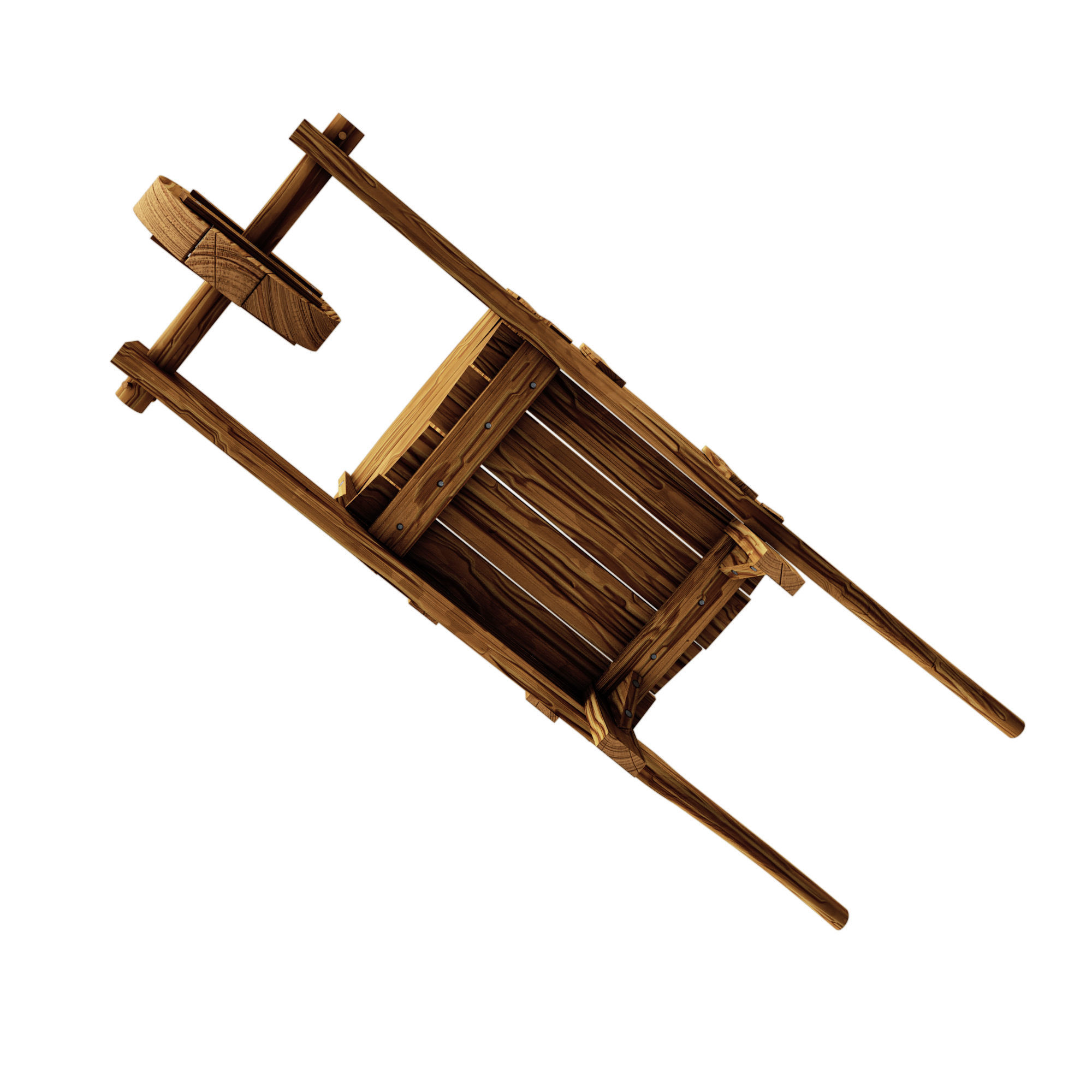 Wheelbarrow from Wood Low-poly 3D model_10