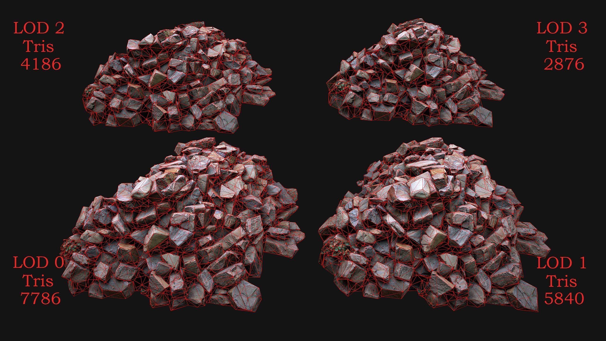 Medieval Wooden Mine and Excavator Ore Low-poly 3D model_7