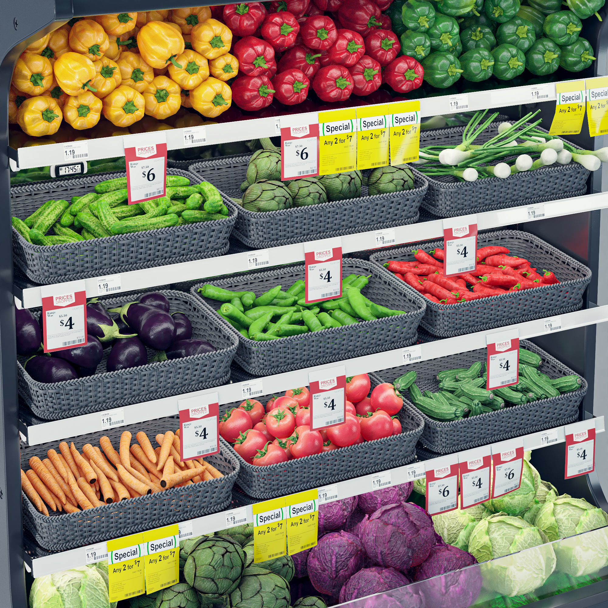 Vegetables Display Fridge 3D model_4