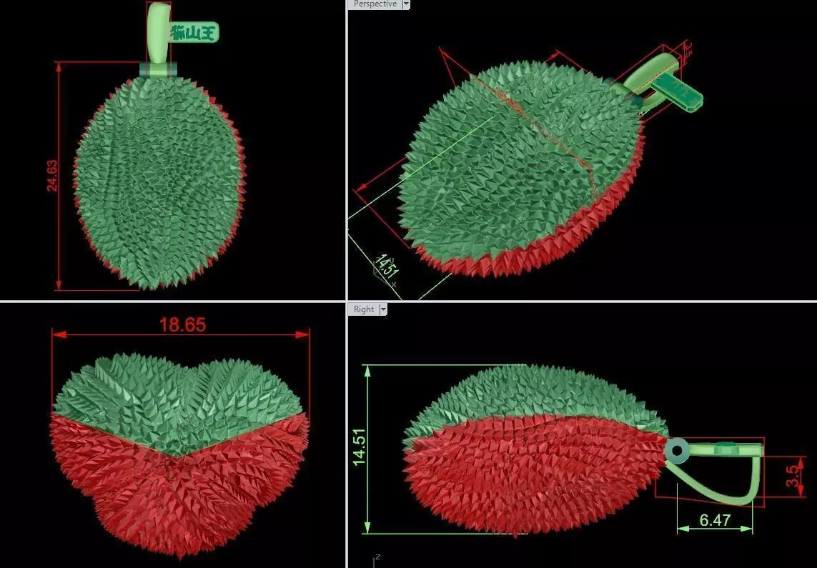 durian pendants sau rieng 3D print model
