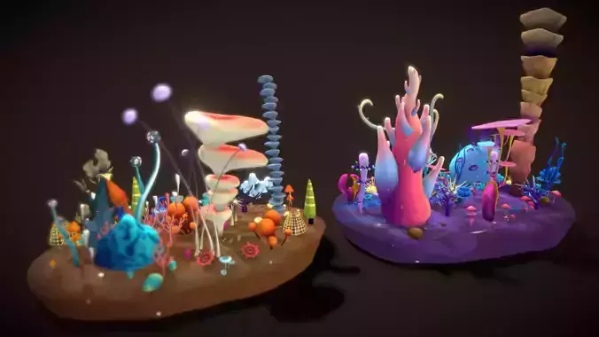 Cartoon Seaweed13 Low-poly 3D model