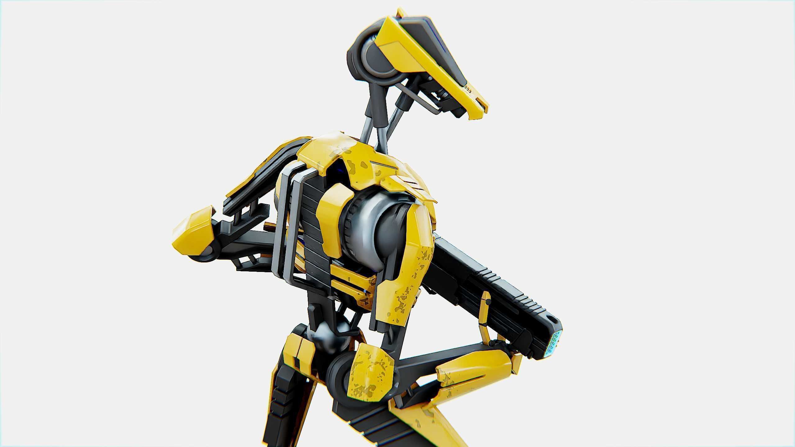 BATTLE DROID V-30  Rigged for Unreal Engine - Unity - MIXAMO  3D model_25