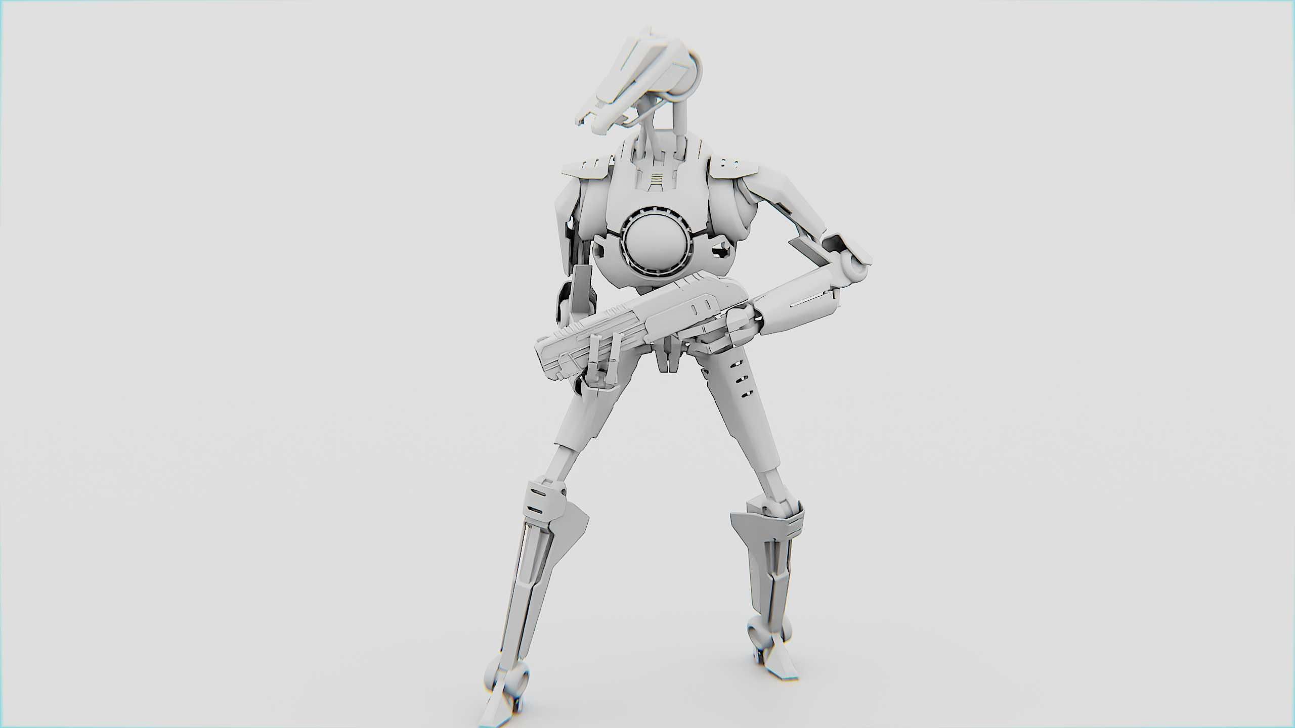 BATTLE DROID V-30  Rigged for Unreal Engine - Unity - MIXAMO  3D model_32
