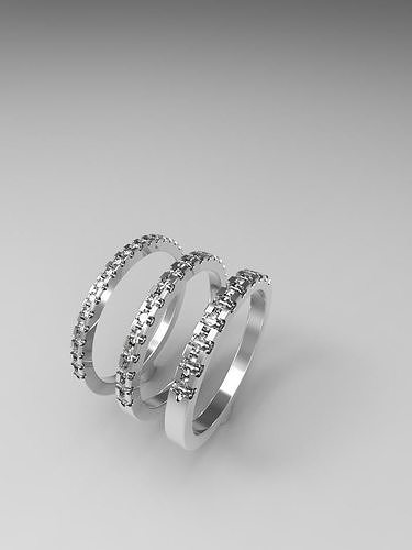 Diamonds rings set printable 3D model  3D print model