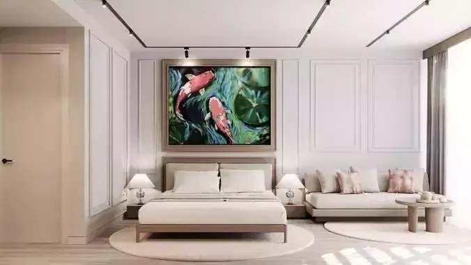 Japandi Hotel Room Interior