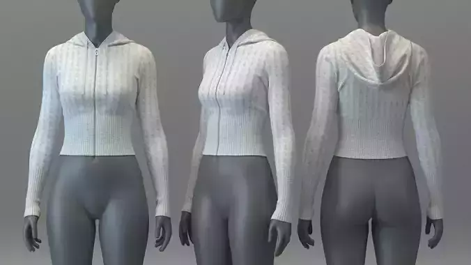 Cable Knit Cropped Hoodie