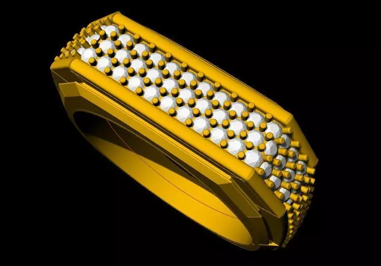 Gents Cluster  ring 3dm file  3D print model_0