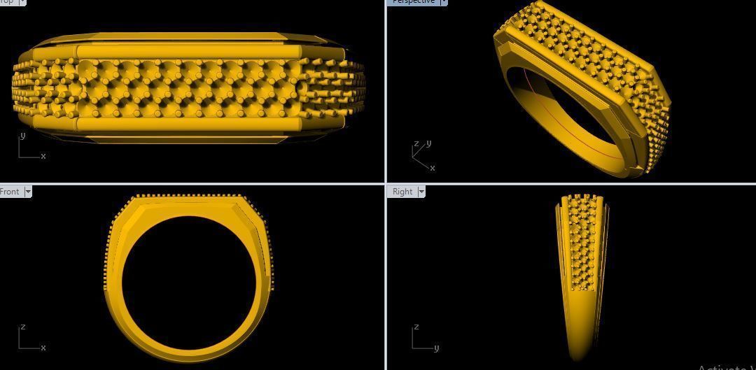 Gents Cluster  ring 3dm file  3D print model_2