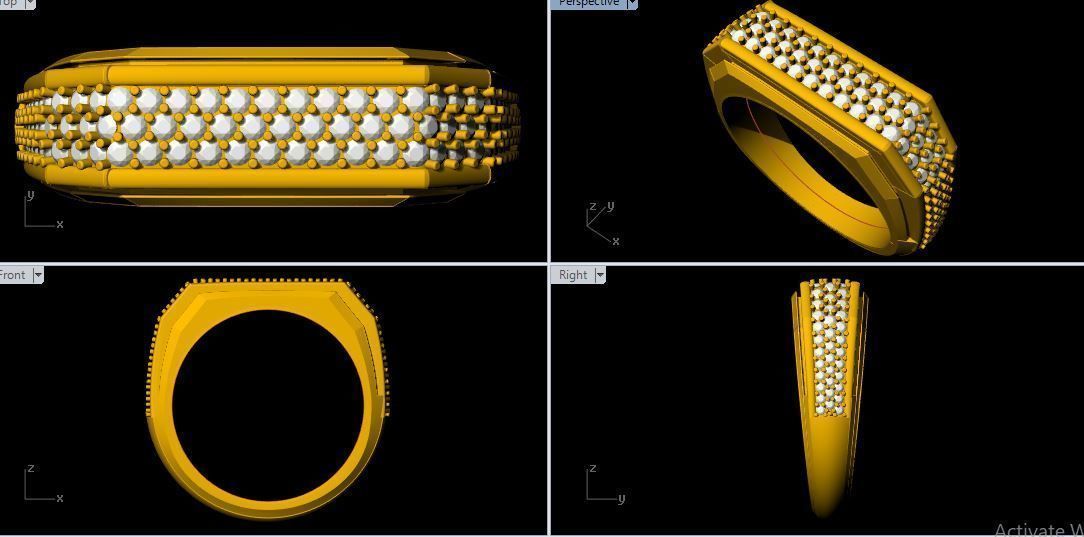 Gents Cluster  ring 3dm file  3D print model_1